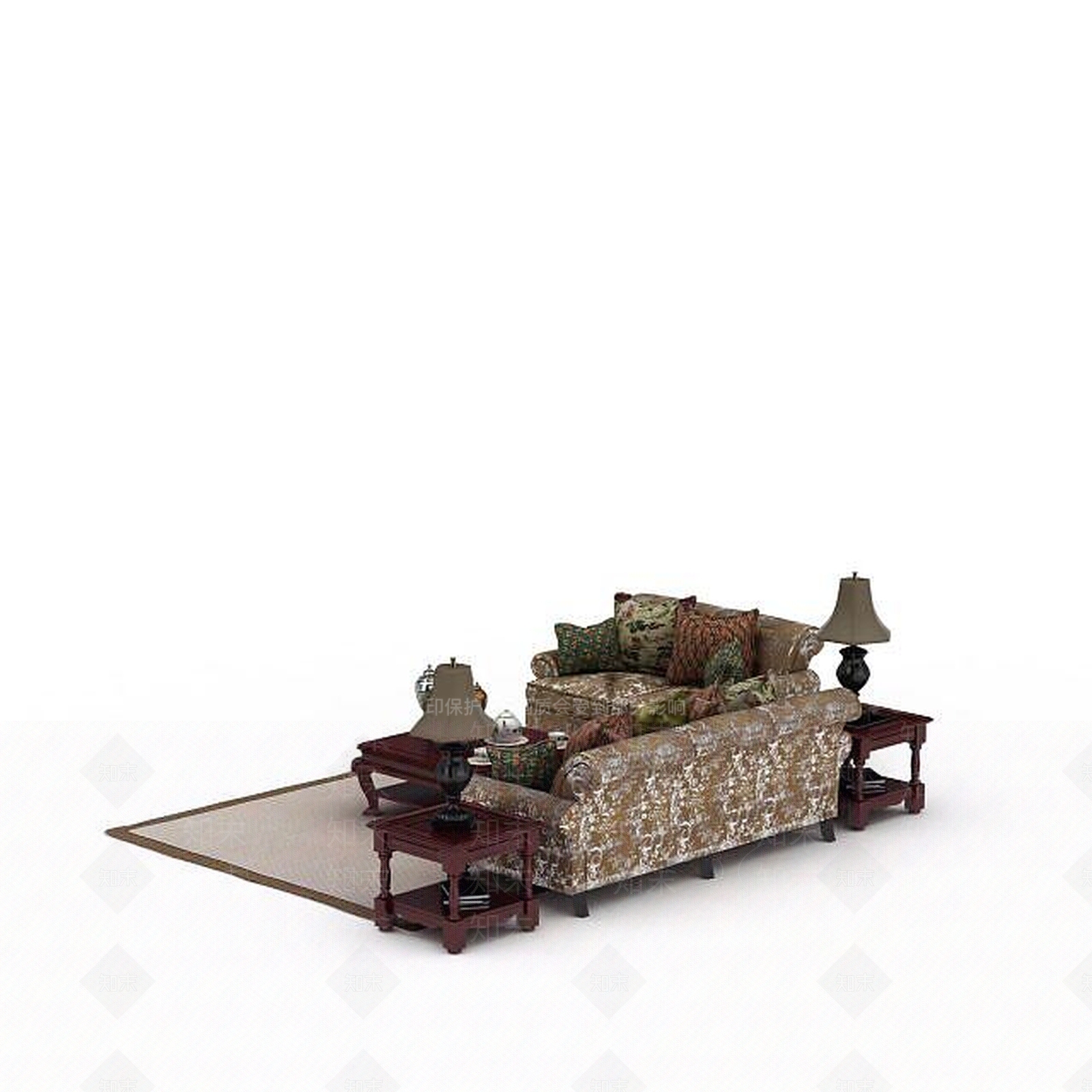 中式风格沙发3D模型下载【ID:1198229061】