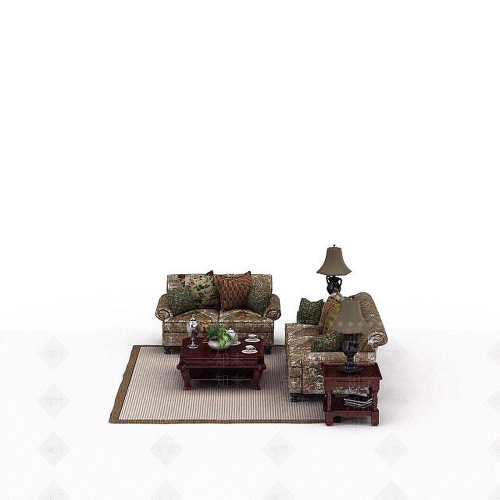 中式风格沙发3D模型下载【ID:1198229061】
