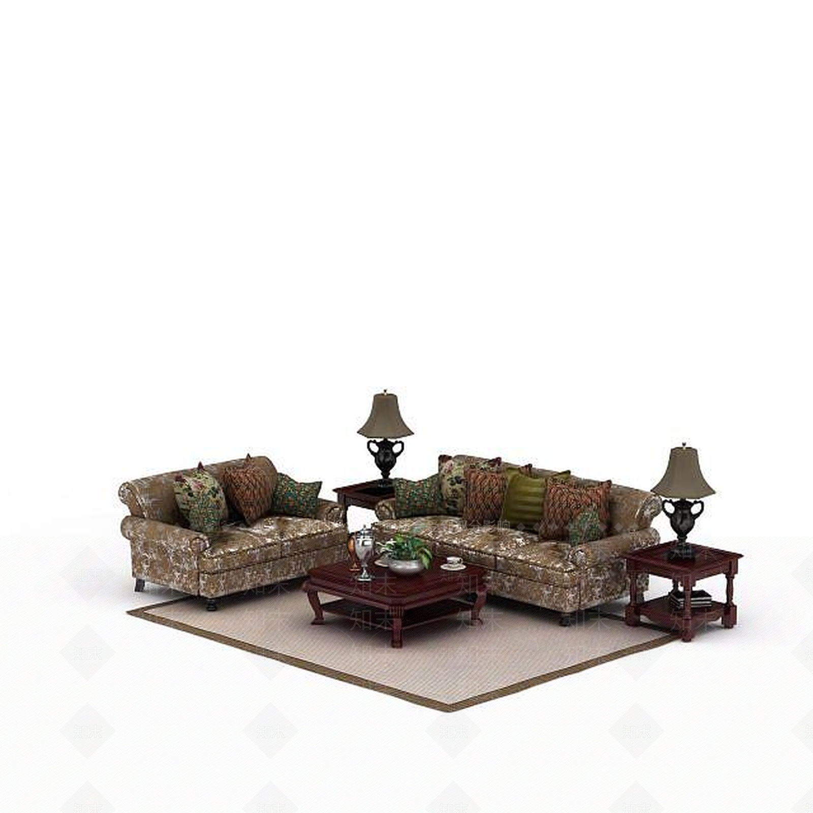 中式风格沙发3D模型下载【ID:1198229061】