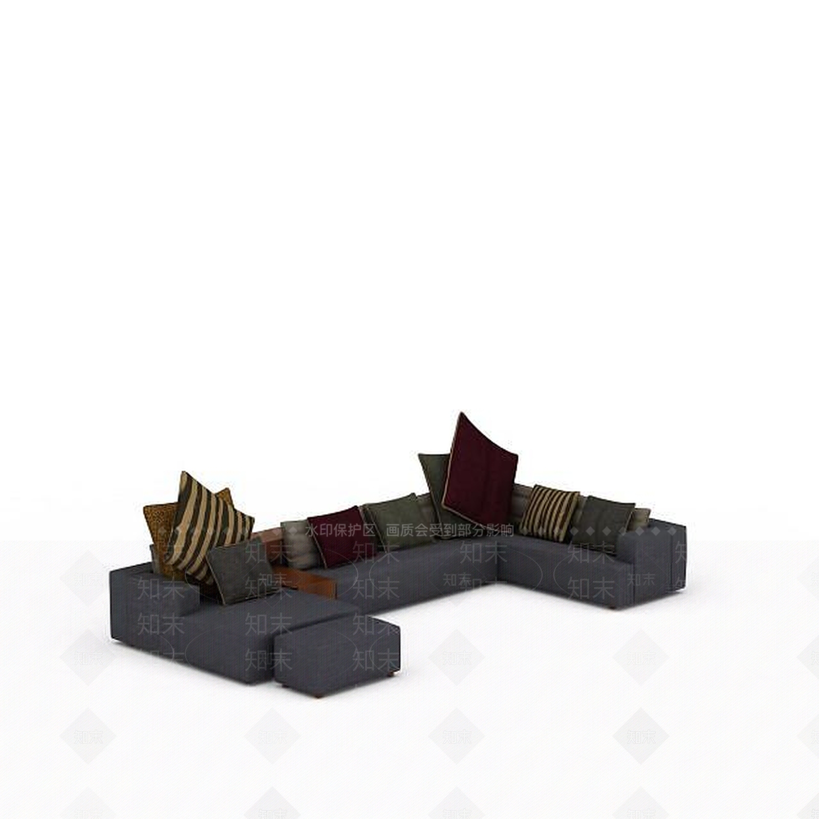 现代客厅布艺沙发3D模型下载【ID:1198229058】