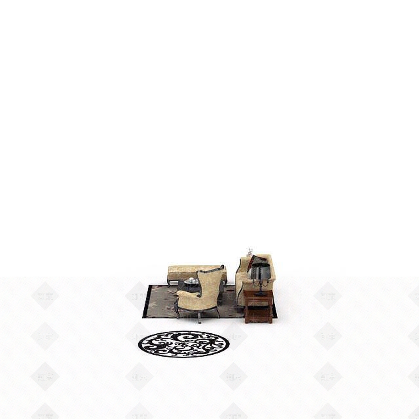 简欧风格沙发3D模型下载【ID:1198229250】