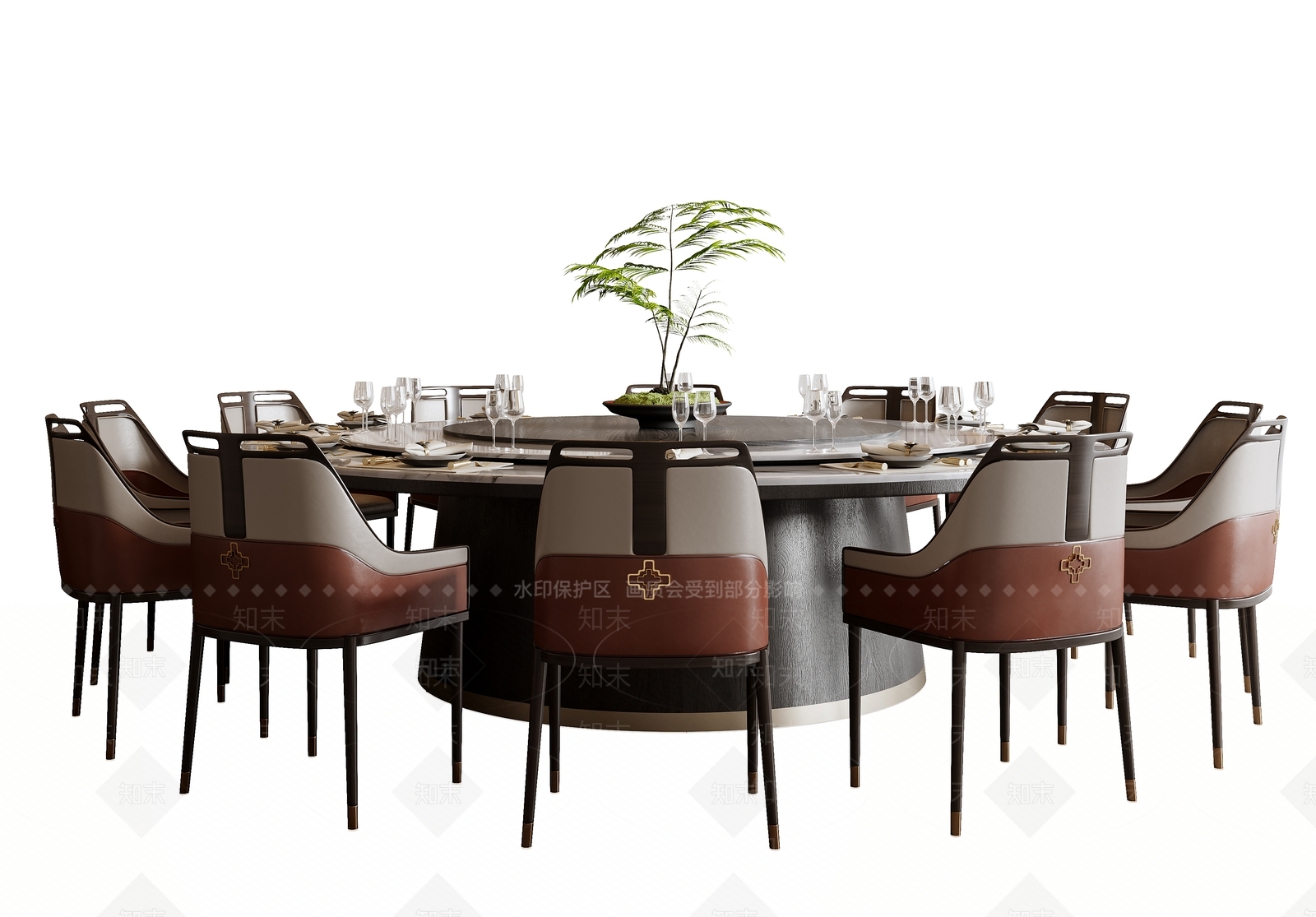 新中式中式餐桌椅3D模型下载【ID:1198229953】