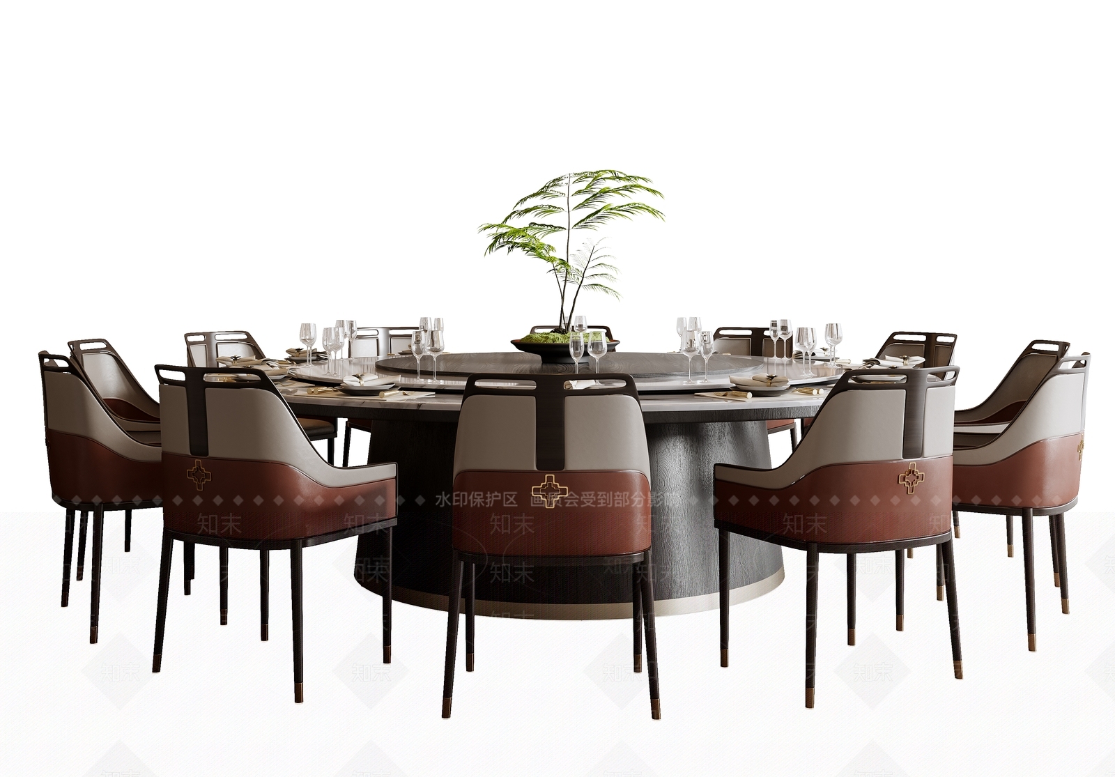 新中式中式餐桌椅SU模型下载【ID:1198230036】