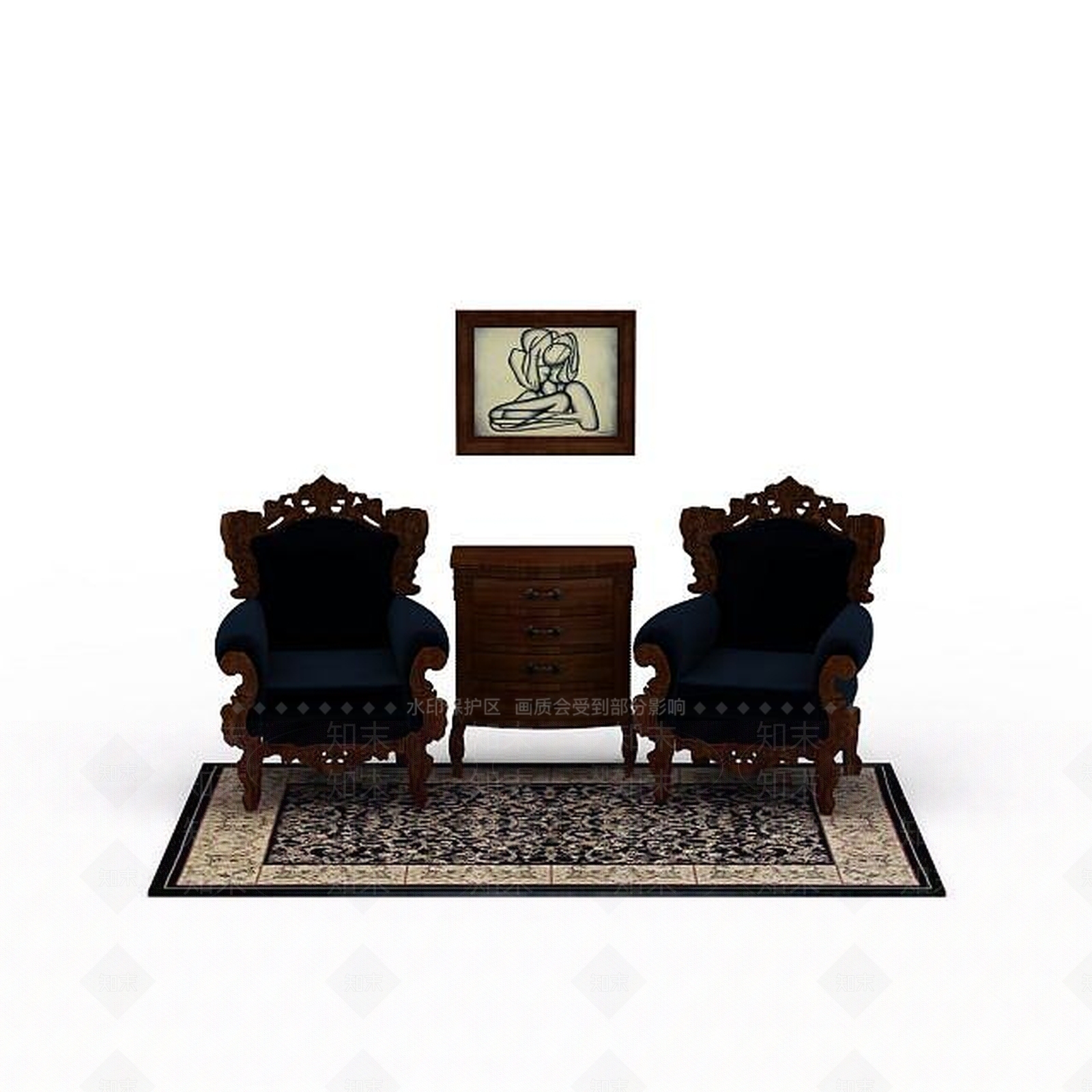 中式沙发3D模型下载【ID:1198230259】