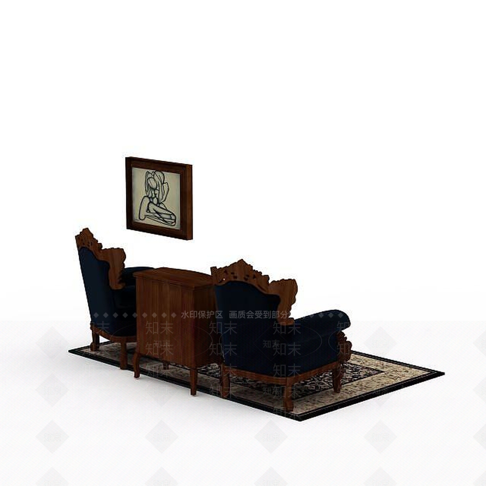 中式沙发3D模型下载【ID:1198230259】