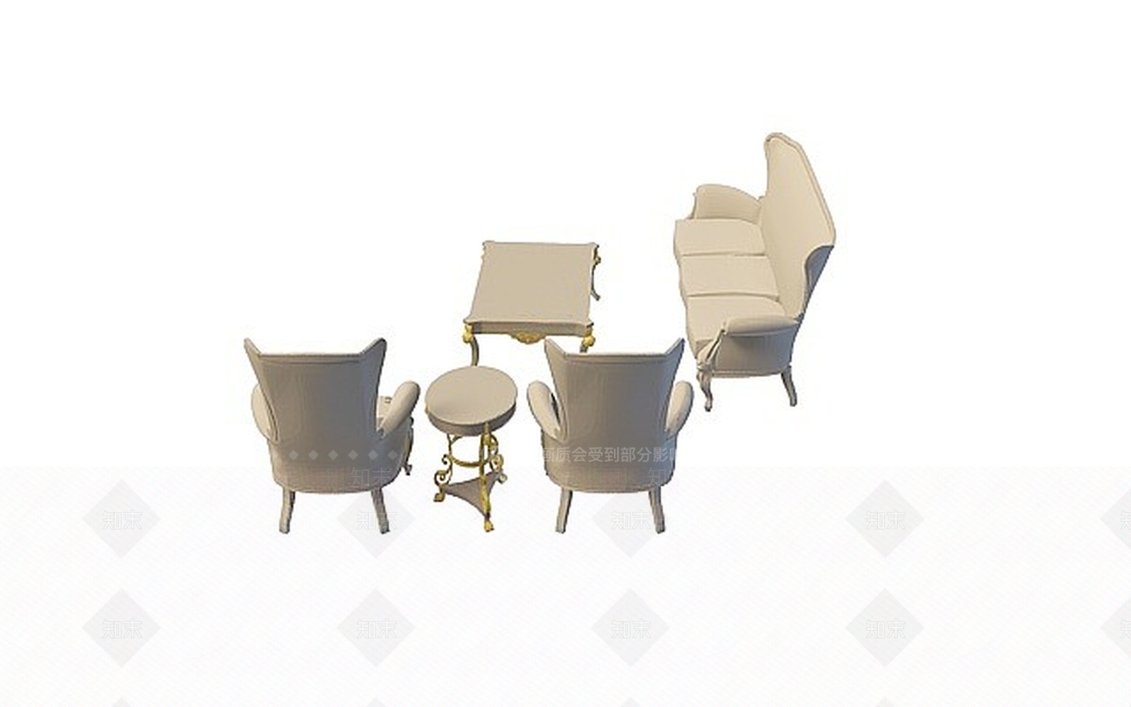 现代皮质沙发茶几组合3D模型下载【ID:1198230618】