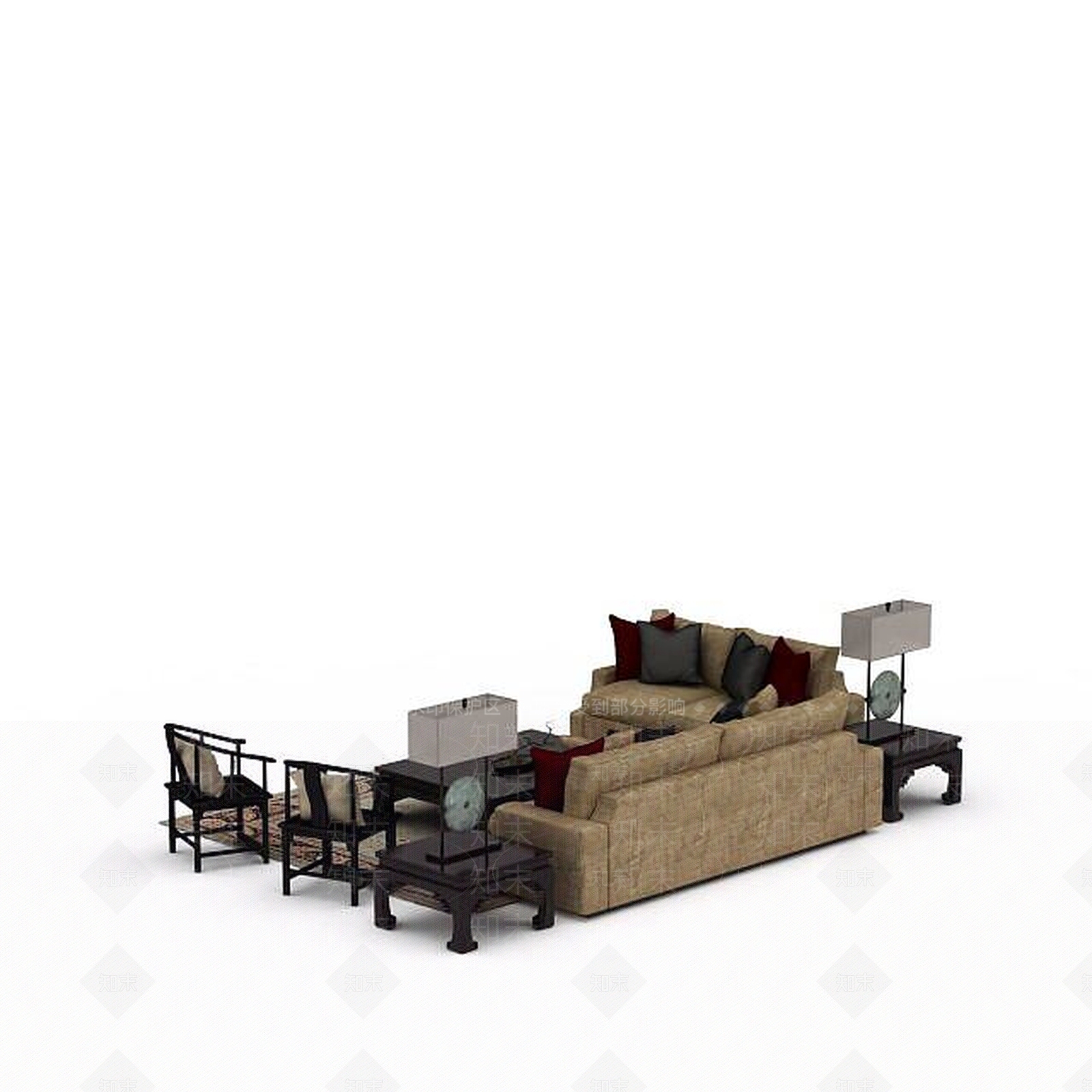 现代多人沙发组合3D模型下载【ID:1198230755】
