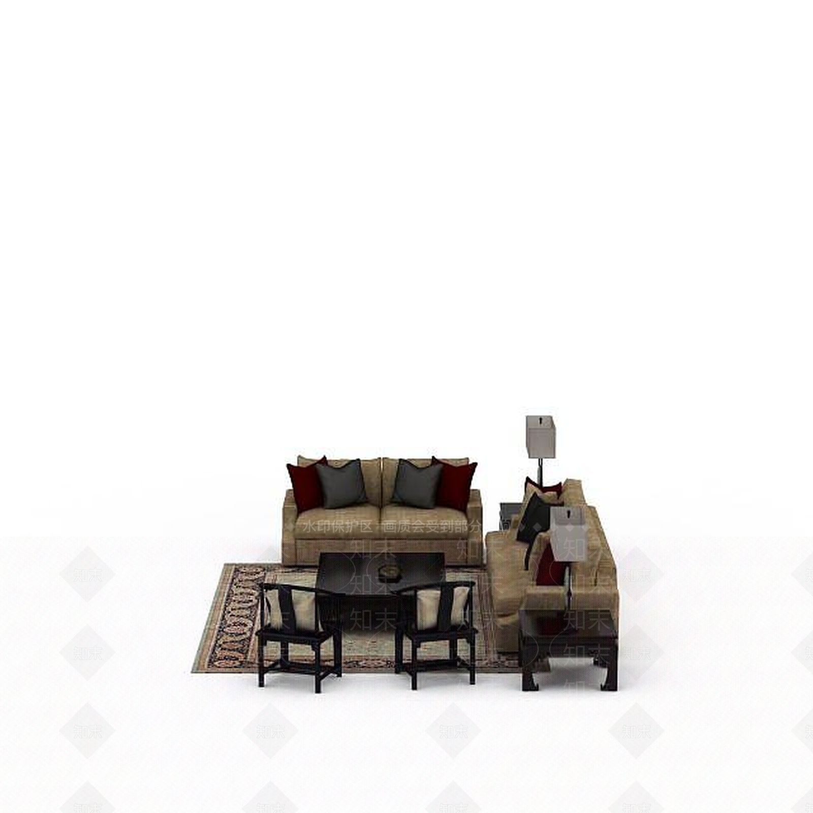 现代多人沙发组合3D模型下载【ID:1198230755】