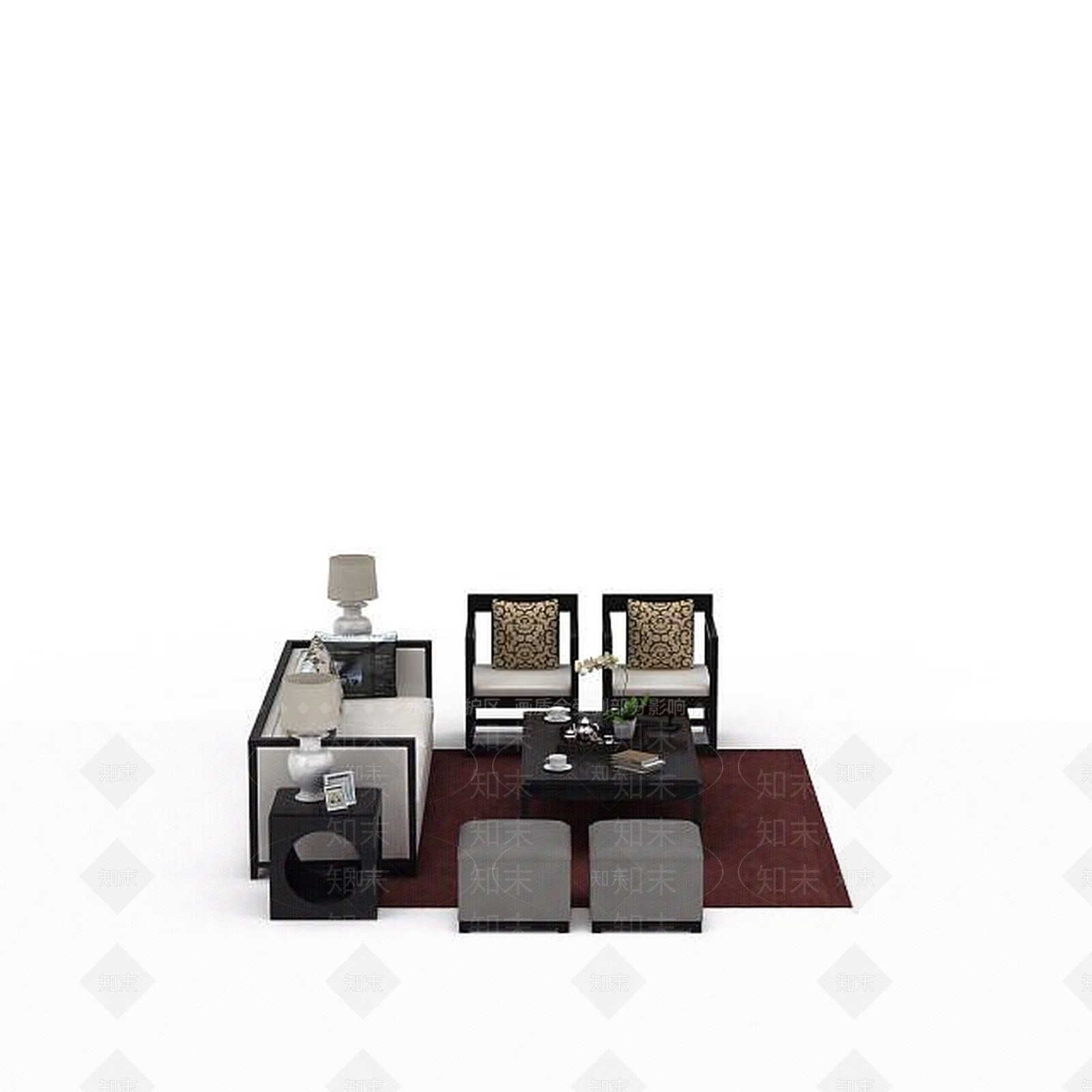 现代内休闲沙发组合3D模型下载【ID:1198230989】