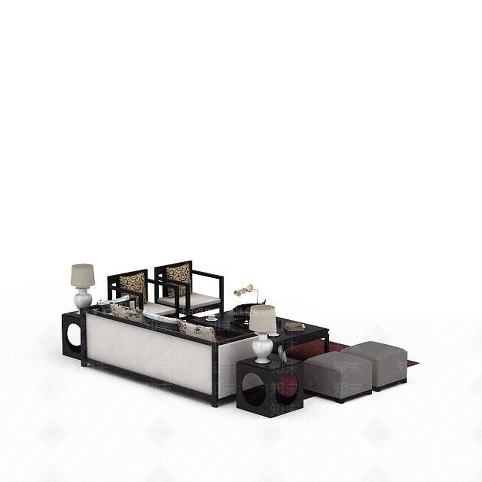 现代内休闲沙发组合3D模型下载【ID:1198230989】