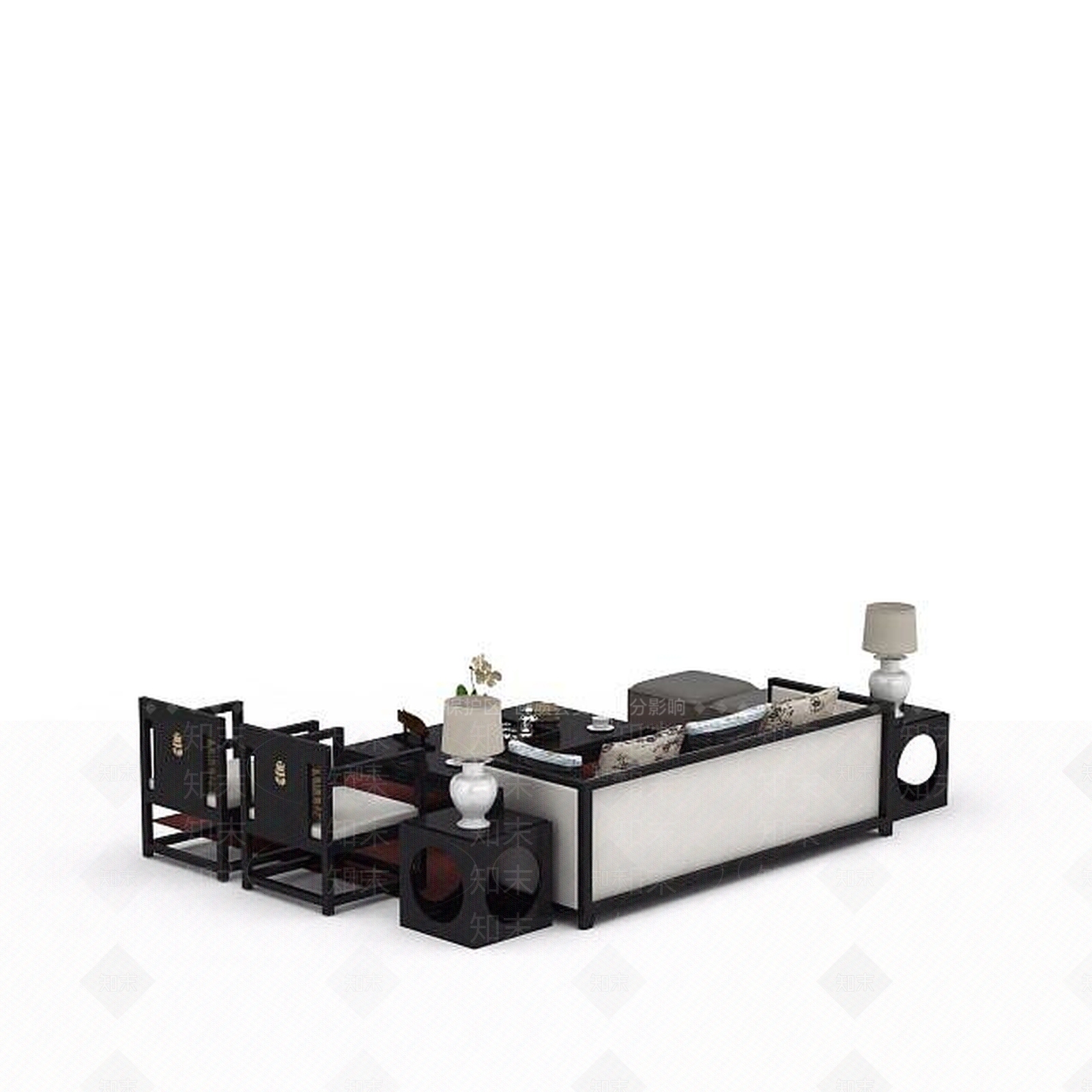 现代内休闲沙发组合3D模型下载【ID:1198230989】