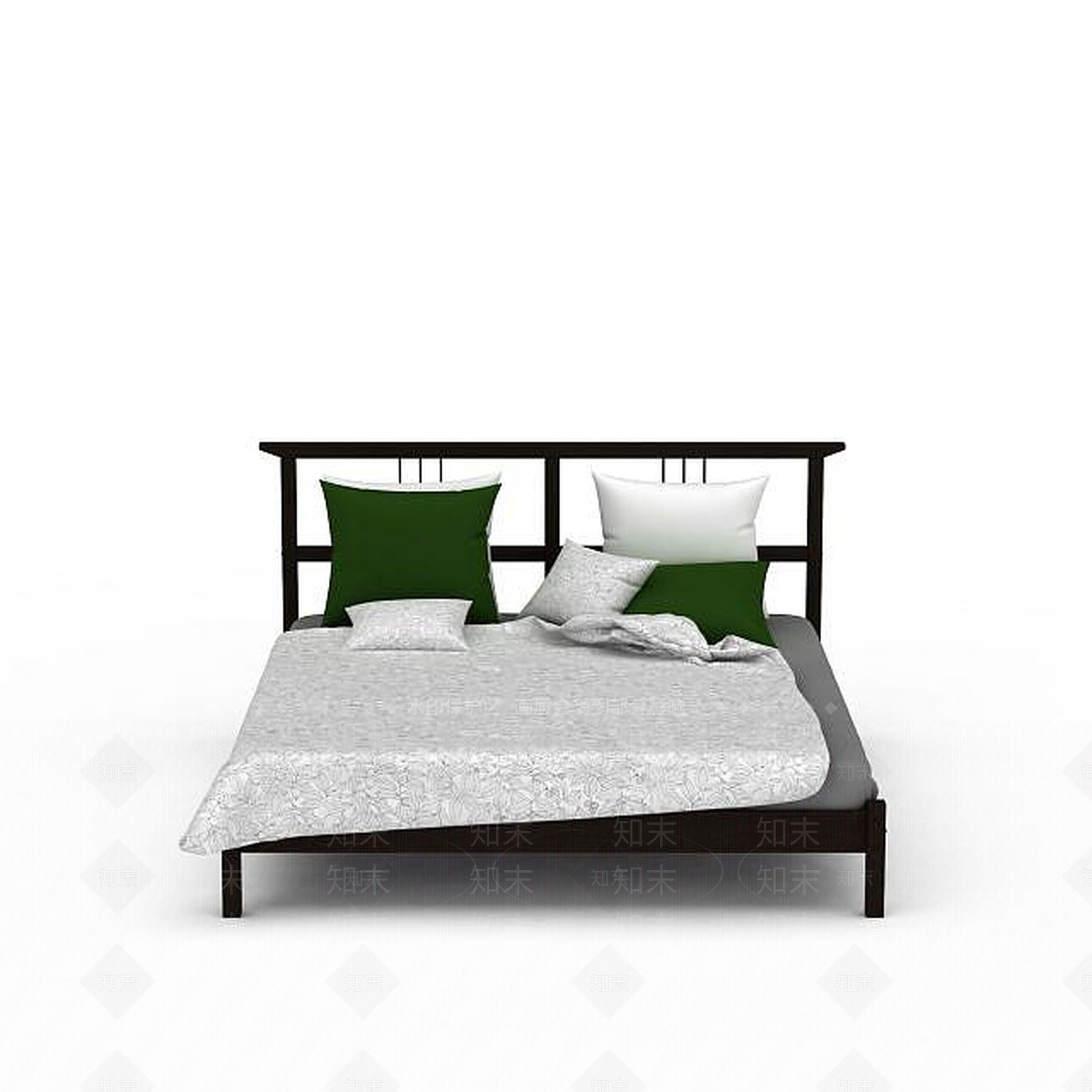 现代室内双人床3D模型下载【ID:1198232793】