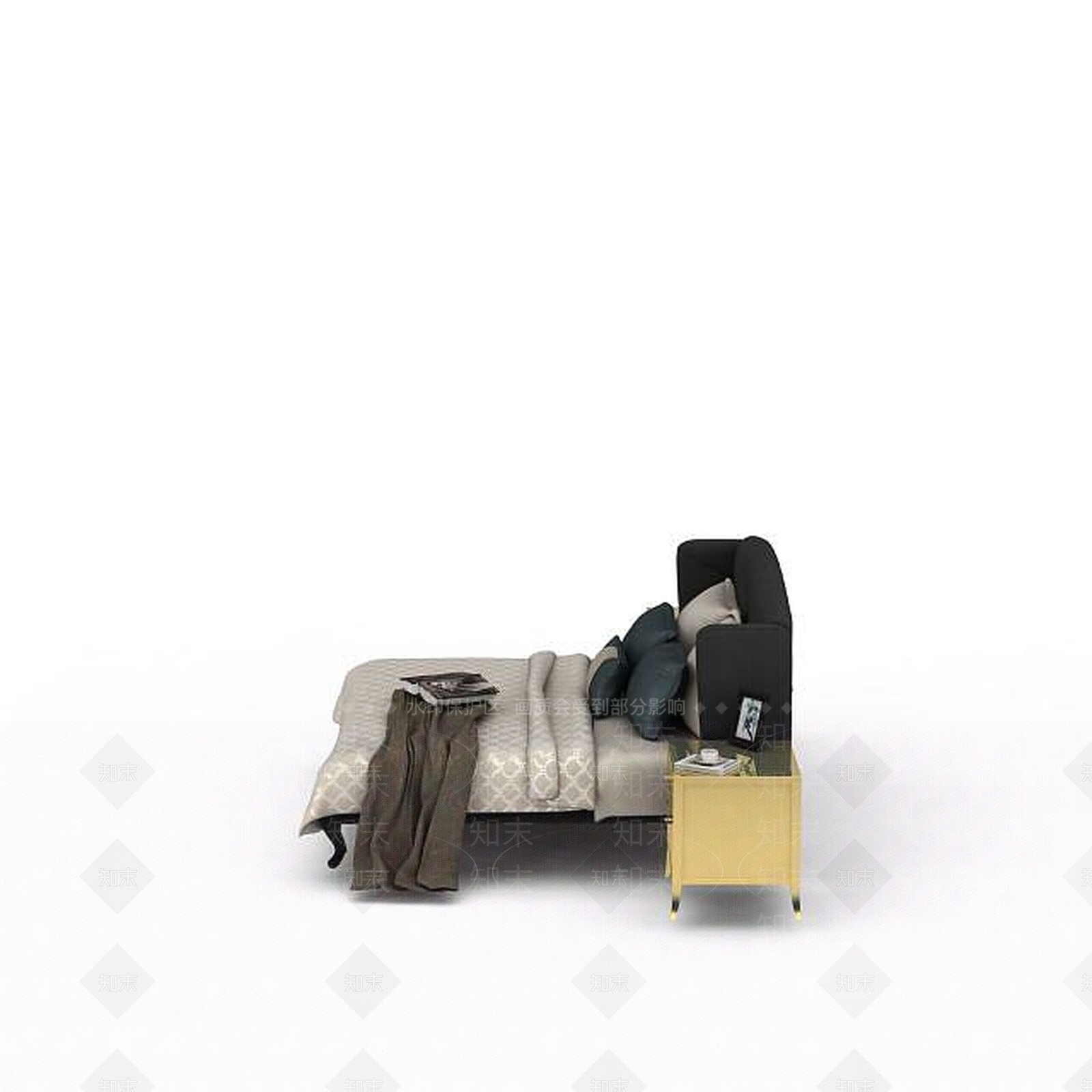 现代室内双人床3D模型下载【ID:1198232728】