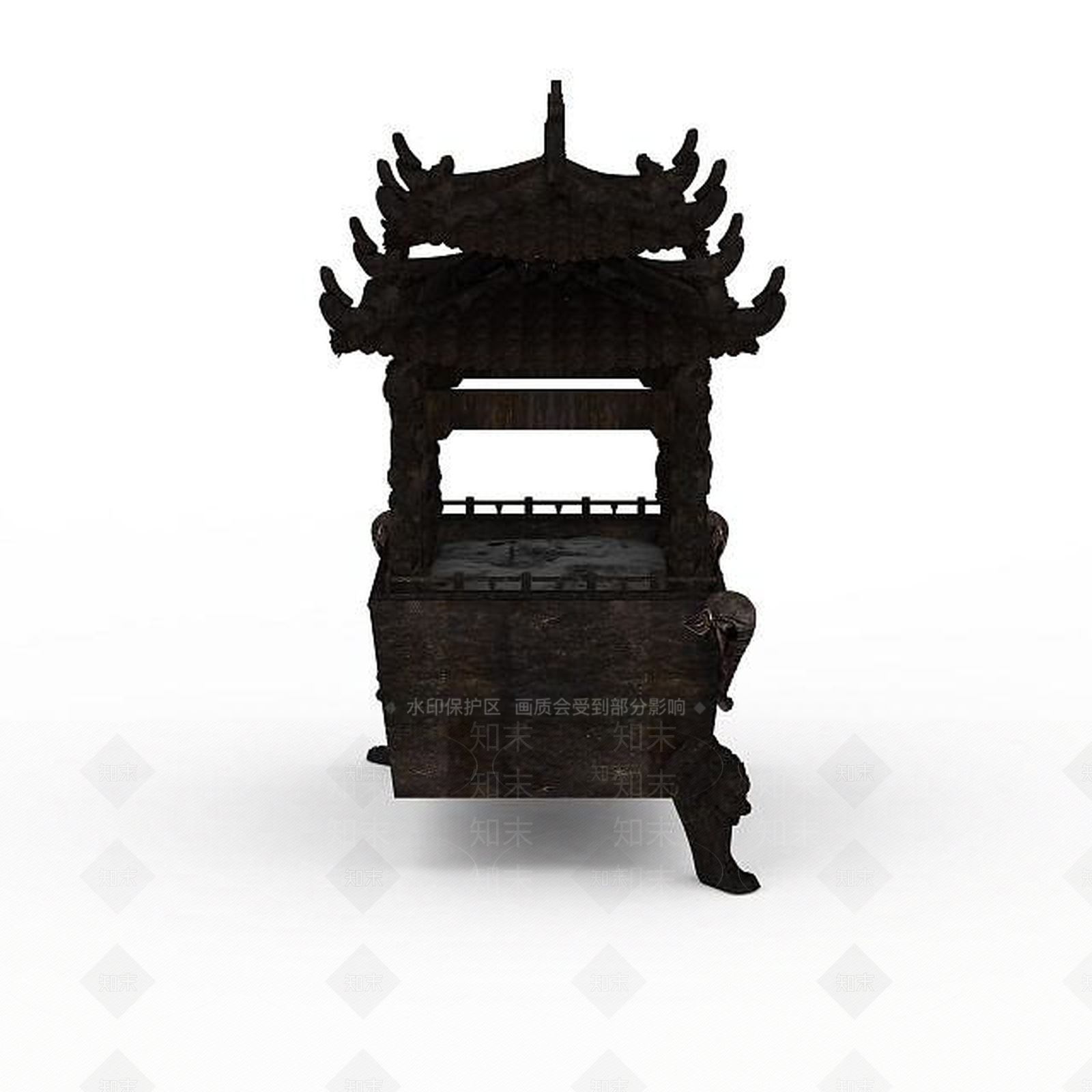 现代古宫铜香炉雕塑3D模型下载【ID:1198233662】