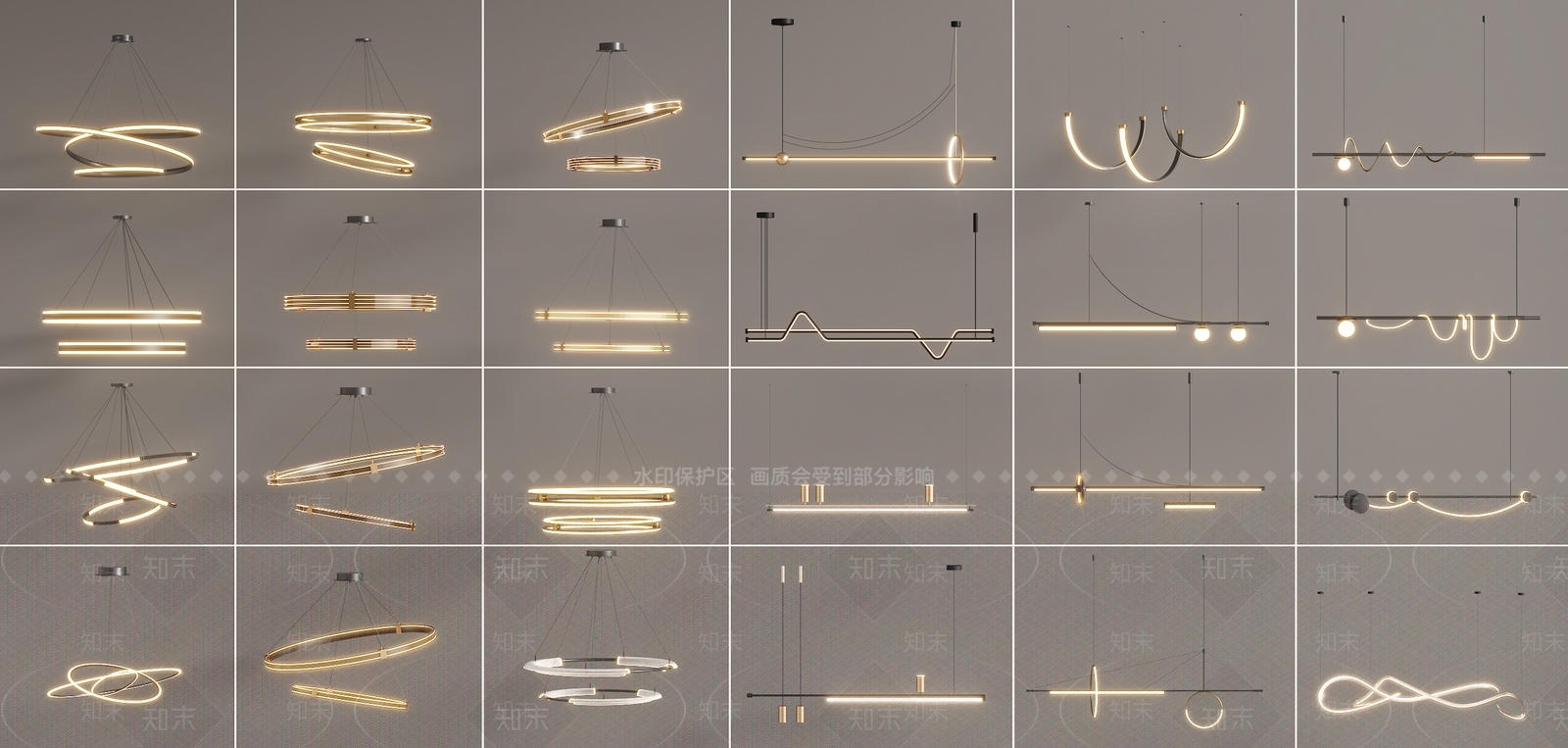 现代轻奢客厅吊灯3D模型下载【ID:1198233960】