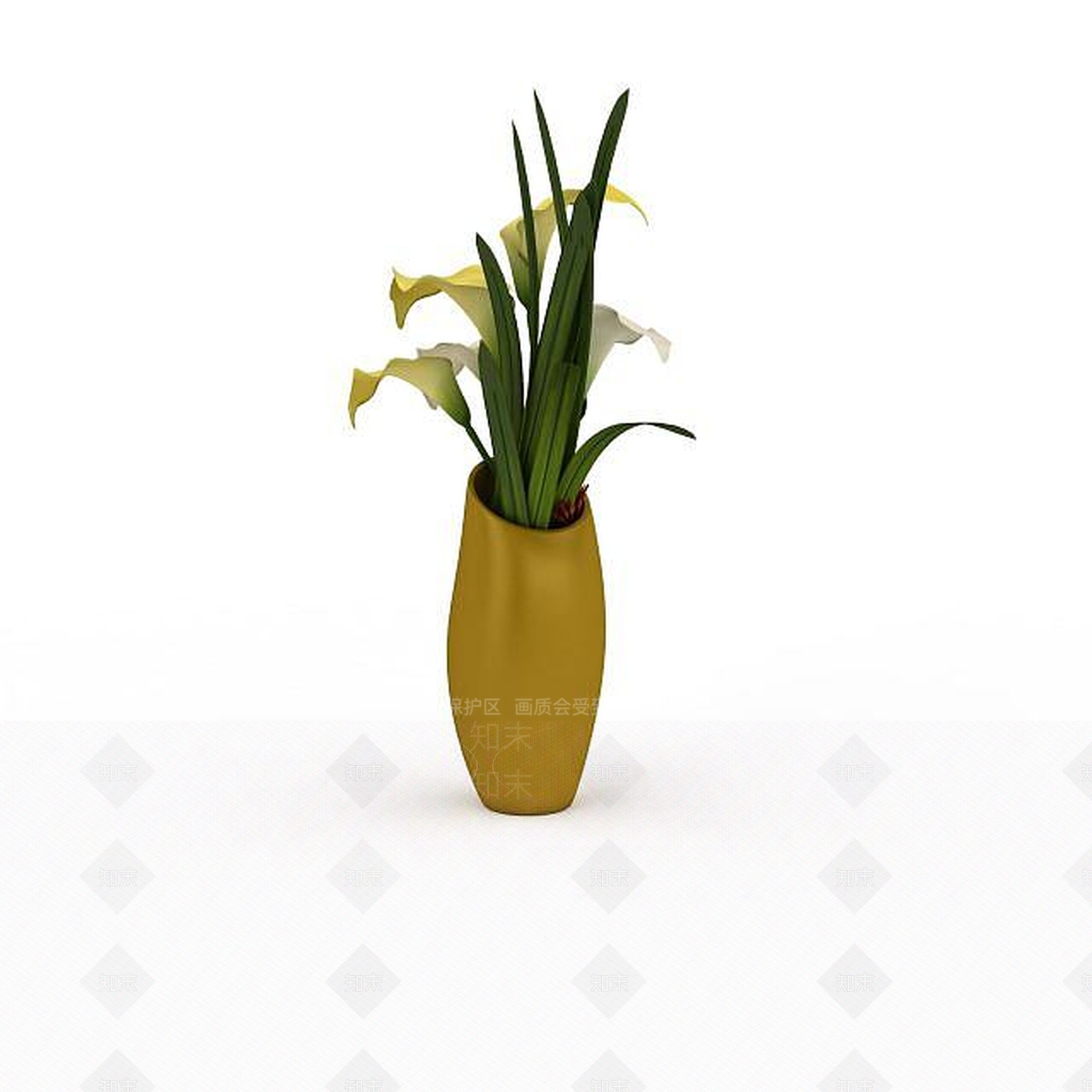 现代办公室摆花3D模型下载【ID:1198235033】