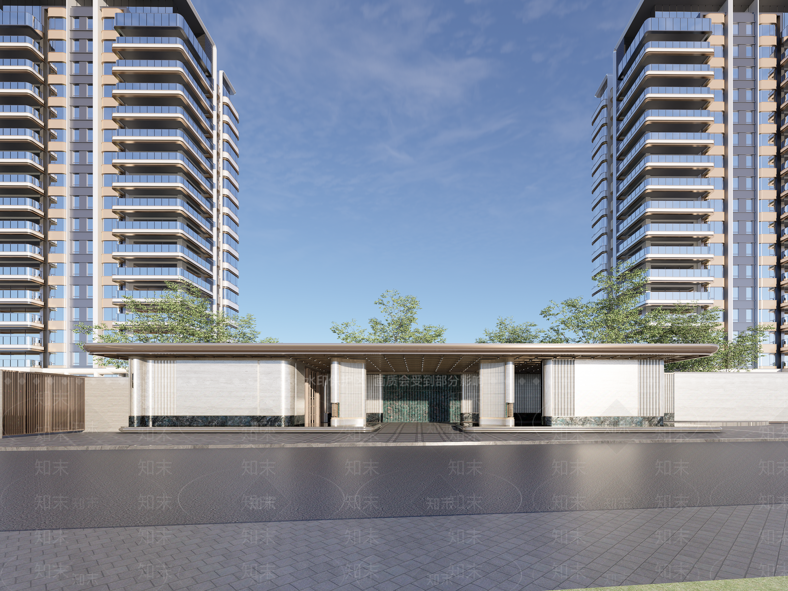 现代新中式售楼处建筑SU模型下载【ID:1198237670】