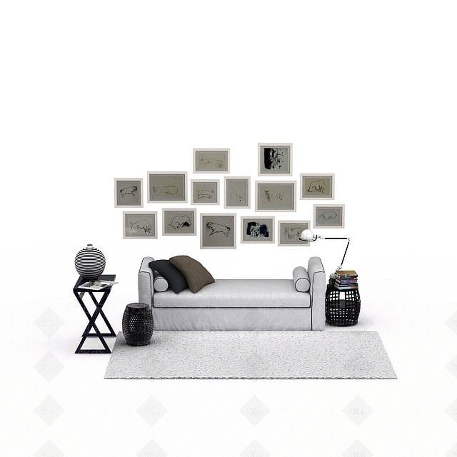 现代简约沙发椅子3D模型下载【ID:1198236394】