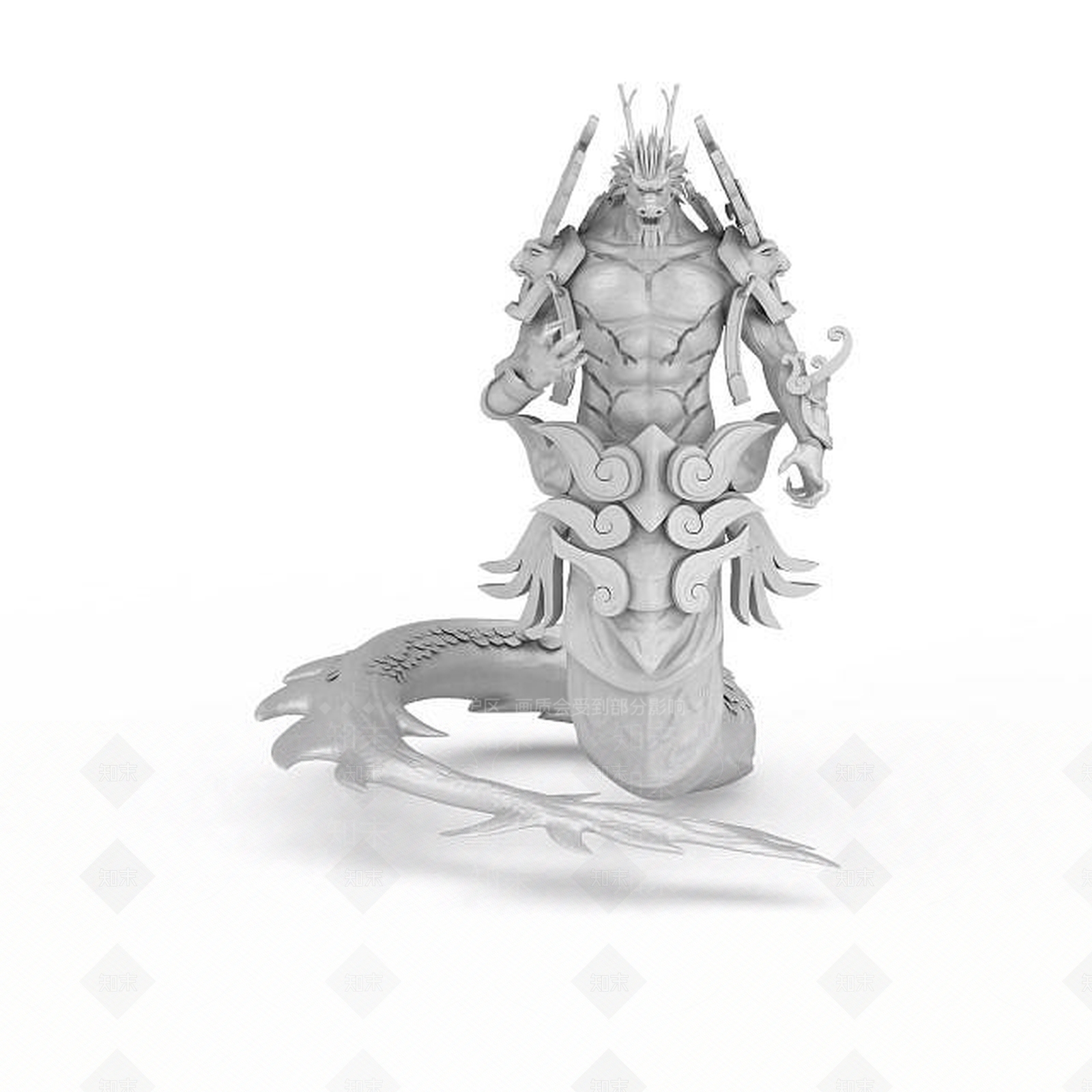 现代龙雕塑3D模型下载【ID:1198237109】