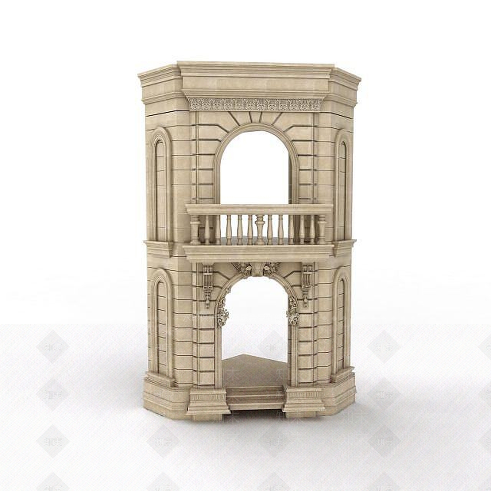 欧式古典欧式别墅门3D模型下载【ID:1198237937】