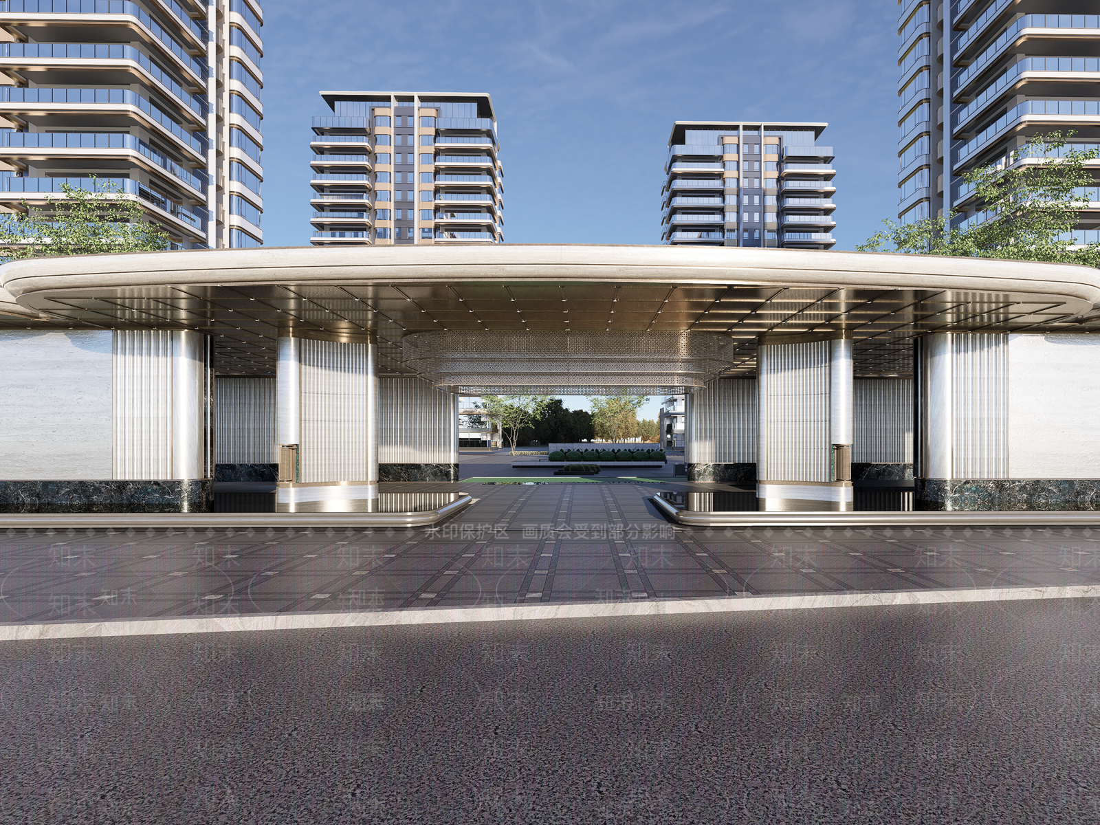 现代新中式售楼处建筑SU模型下载【ID:1198240652】