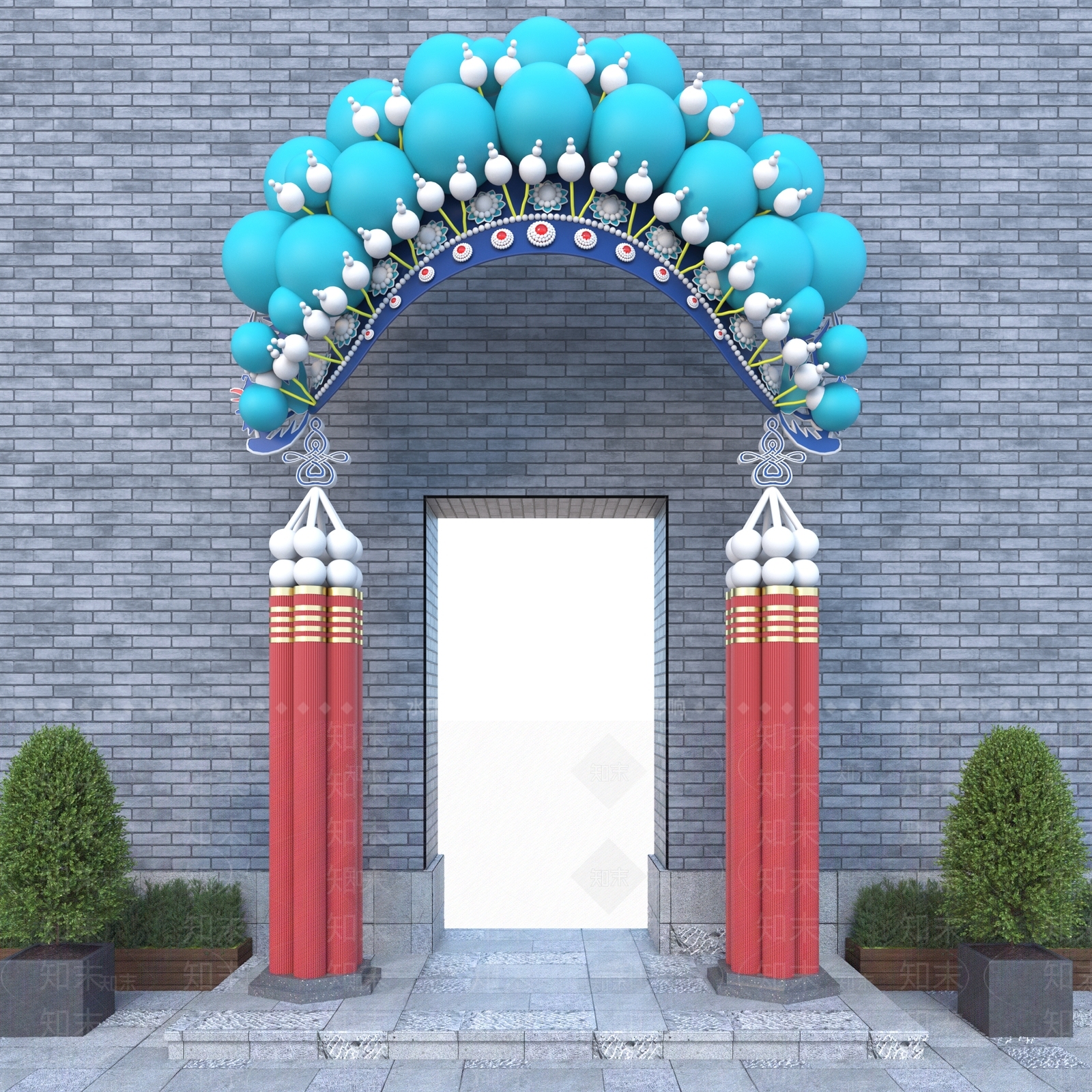 新中式中式活动门头3D模型下载【ID:1198242007】