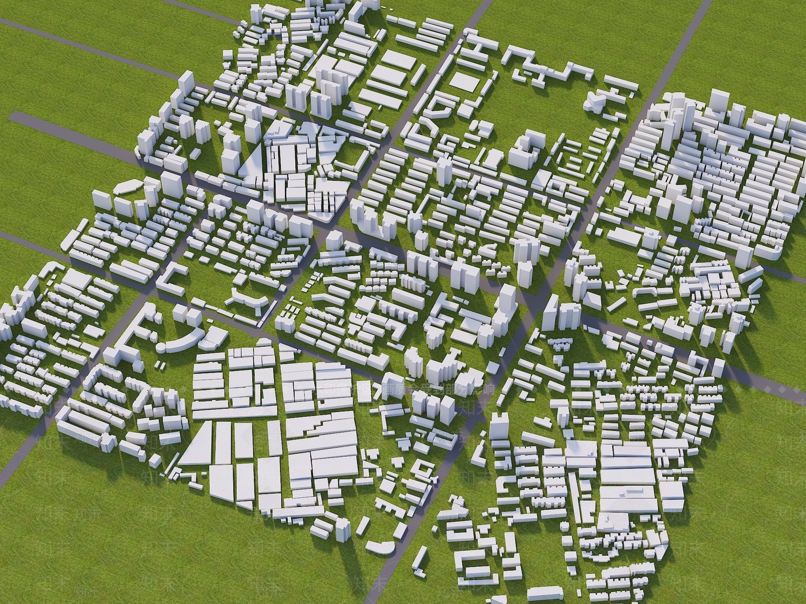 现代鸟瞰规划3D模型下载【ID:1198248102】