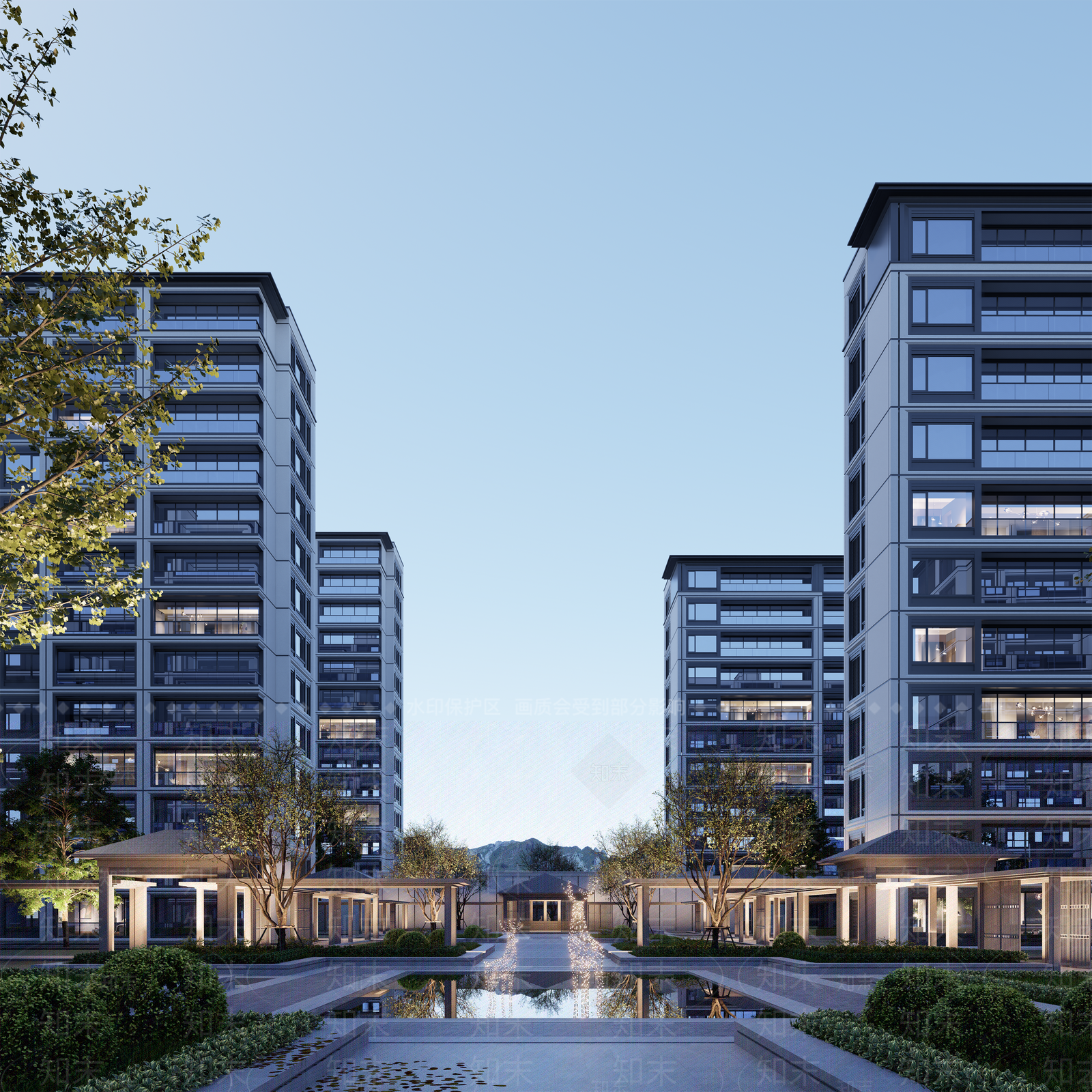 现代小区建筑SU模型下载【ID:1198248955】