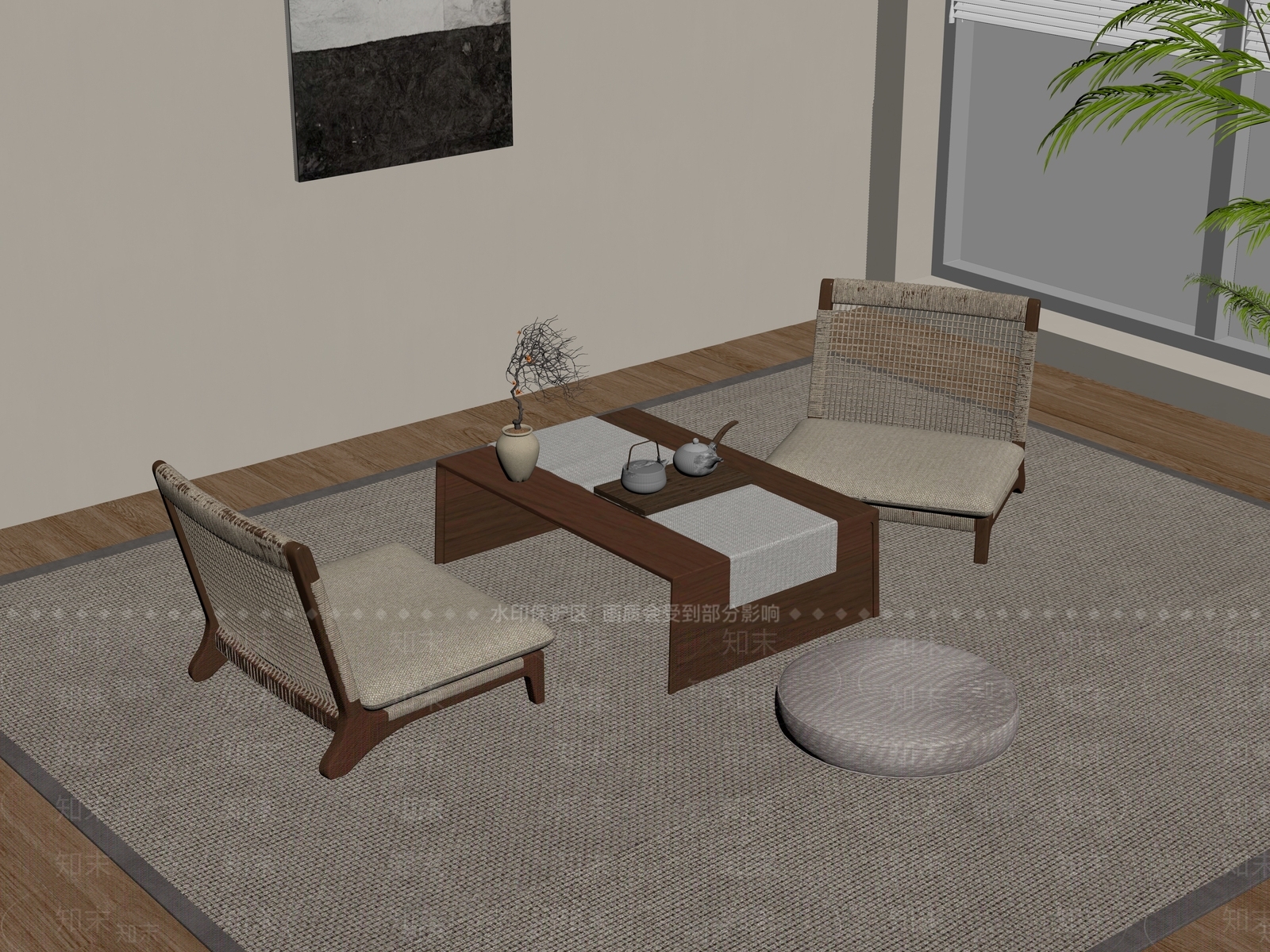 日式茶室SU模型下载【ID:1198249981】