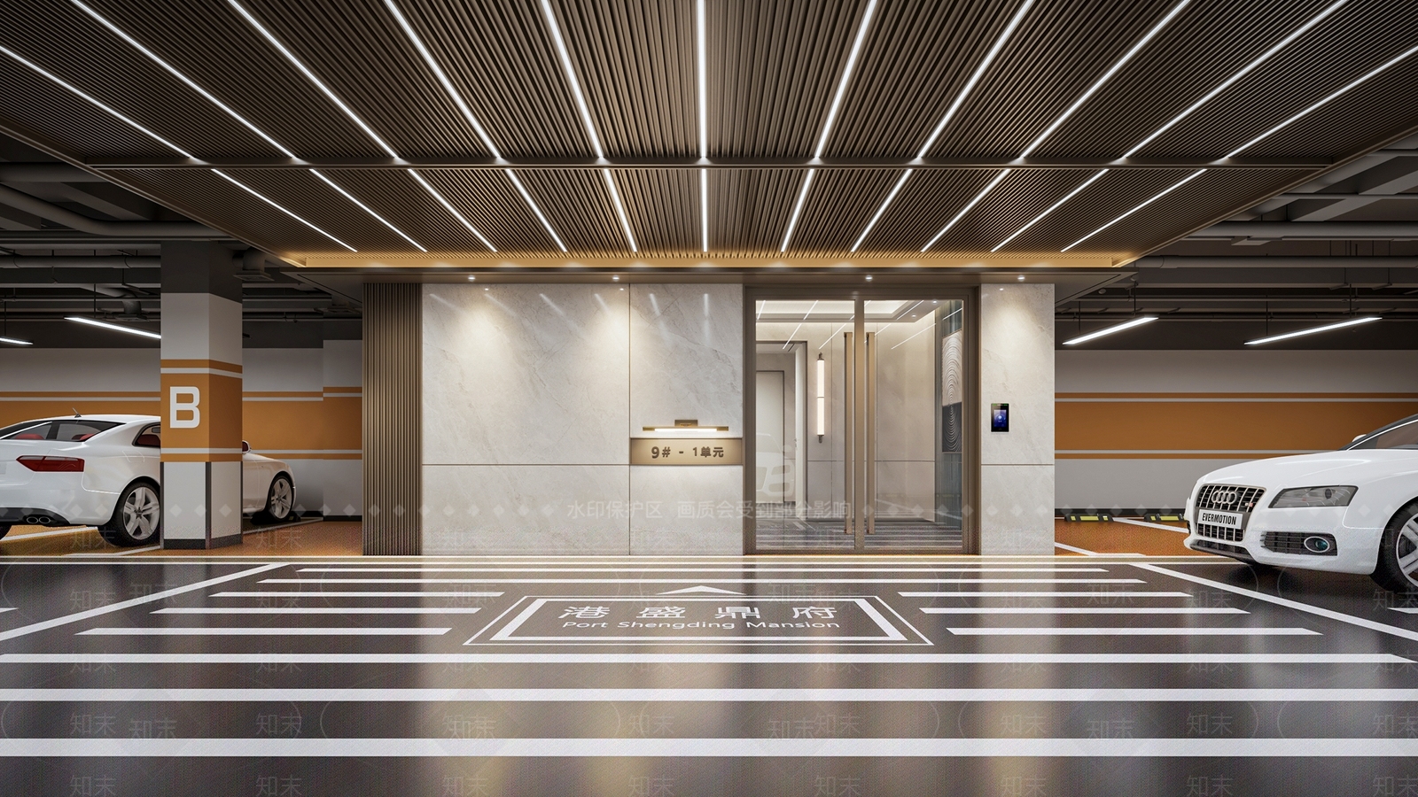 现代室内停车场3D模型下载【ID:1198888738】