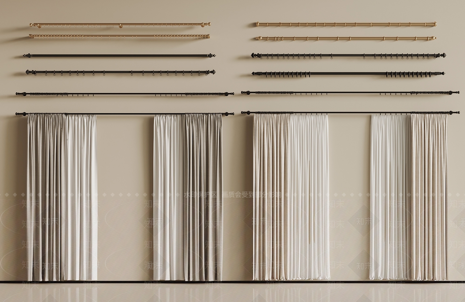 窗帘杆3D模型下载【ID:1198250725】