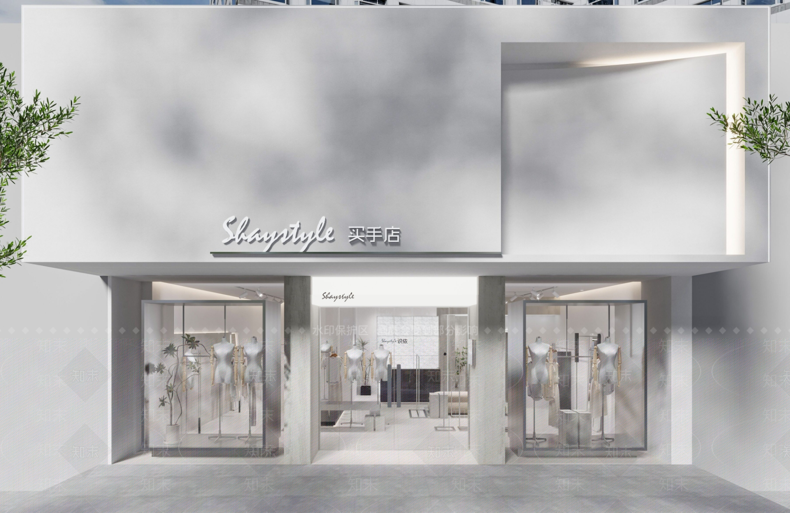 奶油极简服装店SU模型下载【ID:1198253678】