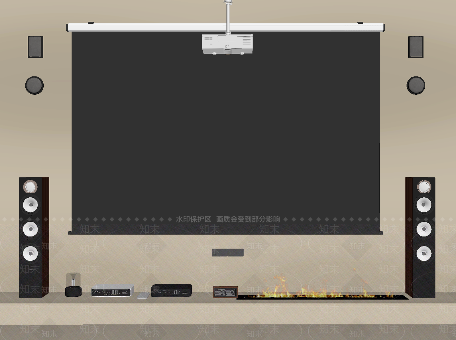 投影幕布SU模型下载【ID:1198253593】
