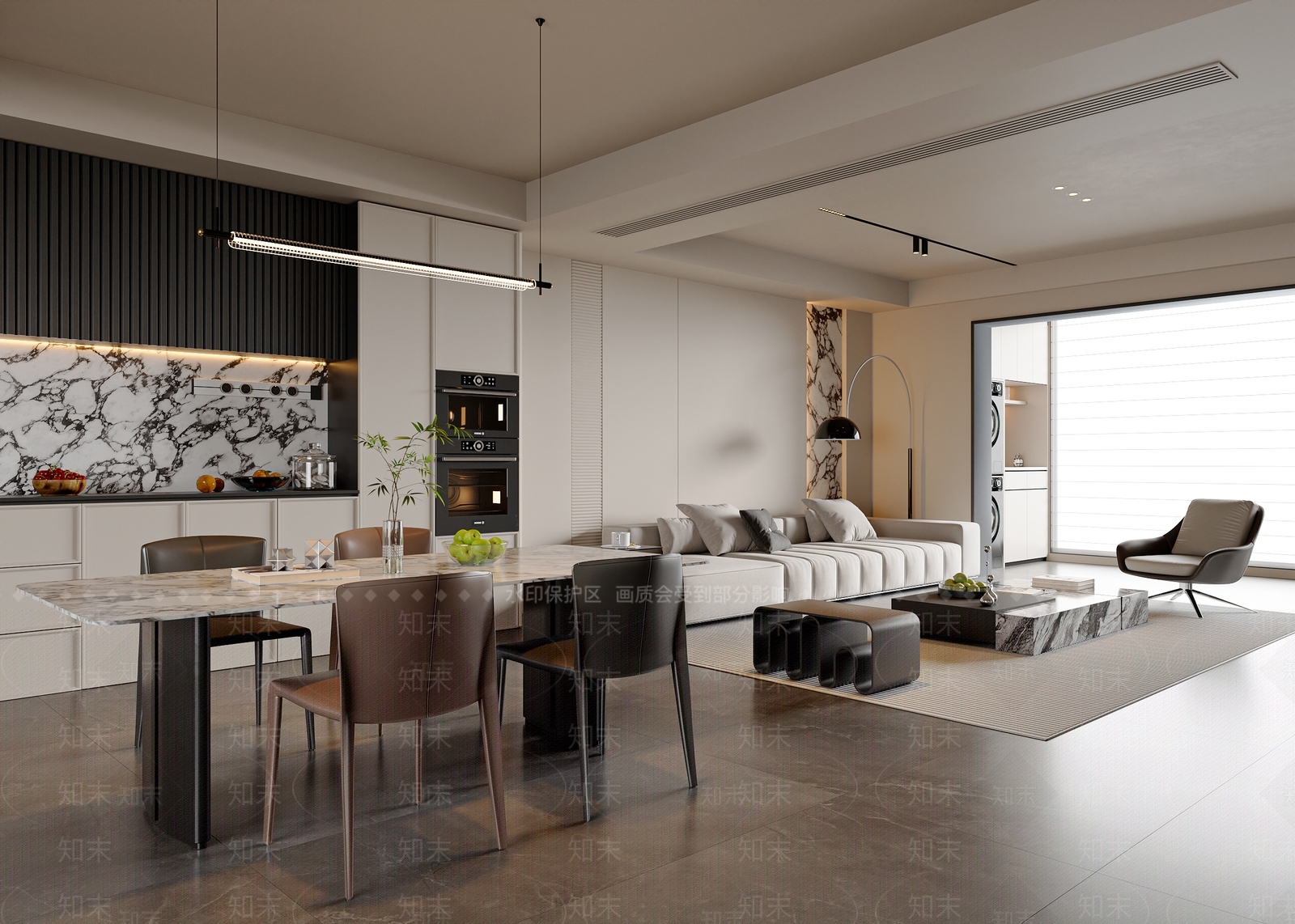 现代简约客餐厅3D模型下载【ID:1198260043】