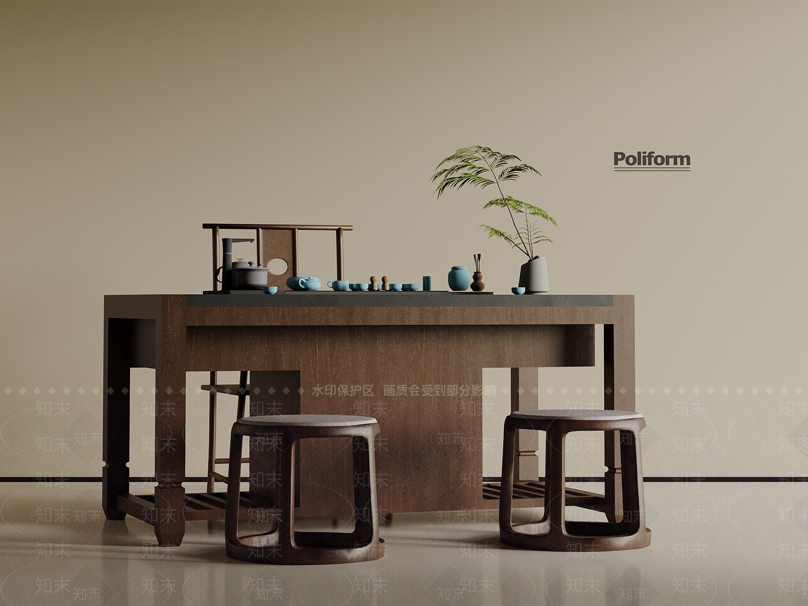 新中式茶桌椅3D模型下载【ID:1198259831】
