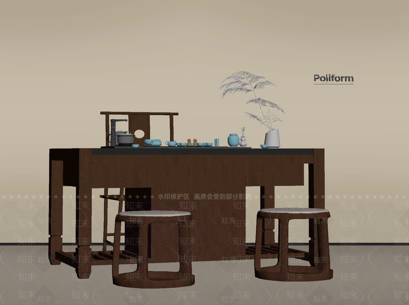 新中式茶桌椅SU模型下载【ID:1198259868】