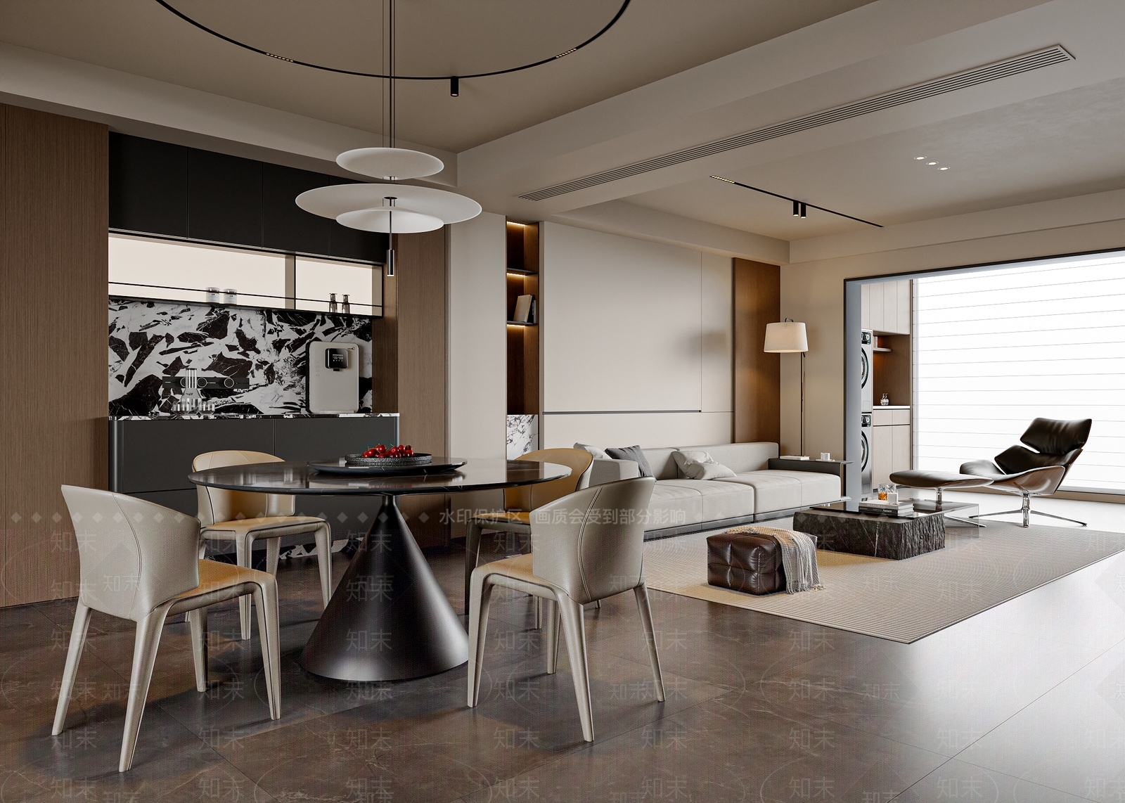 现代简约客餐厅3D模型下载【ID:1198260600】