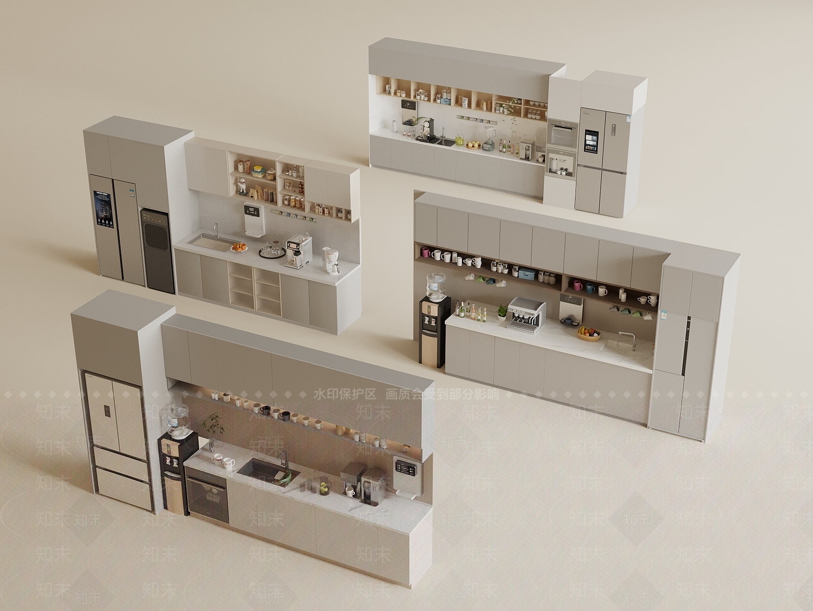 现代茶水间3D模型下载【ID:1198267085】