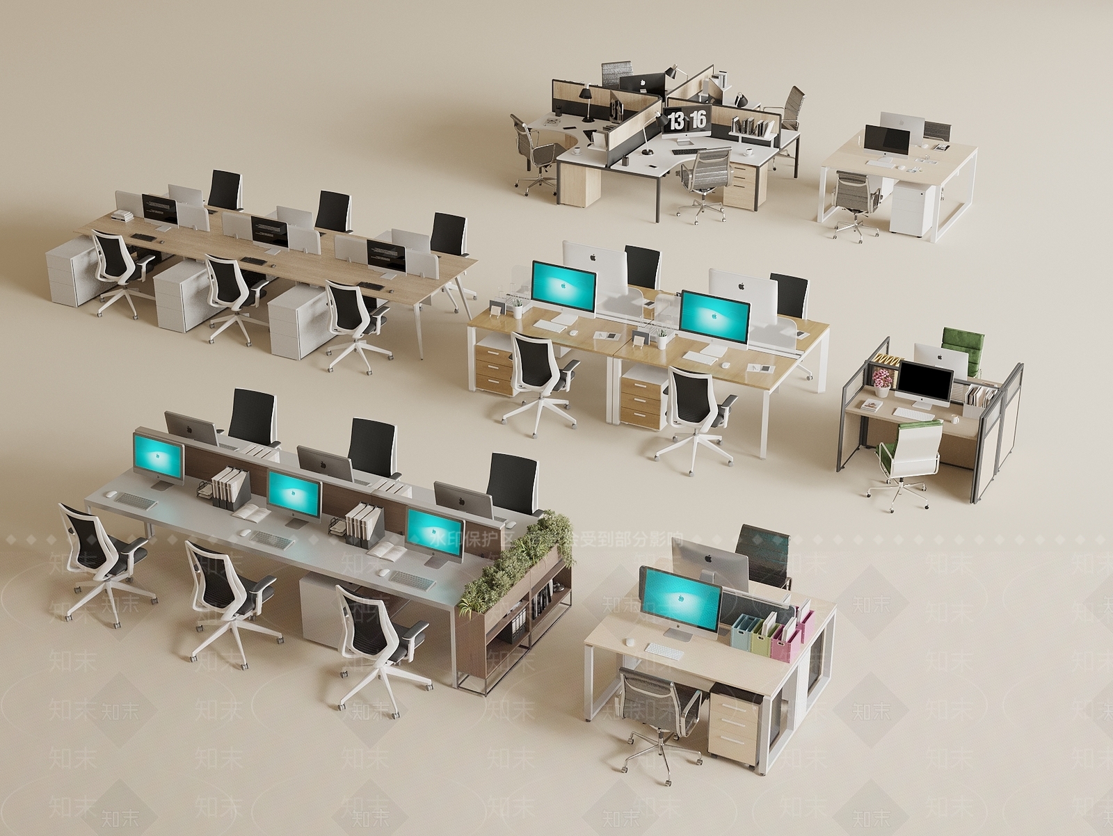 现代办公桌椅3D模型下载【ID:1198275073】