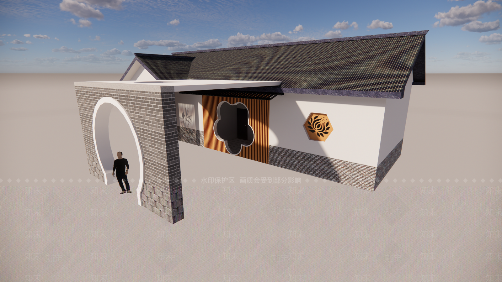 新中式现代小公建SU模型下载【ID:1198268239】