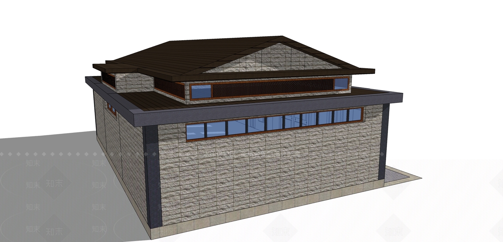 现代新中式小公建SU模型下载【ID:1198275633】