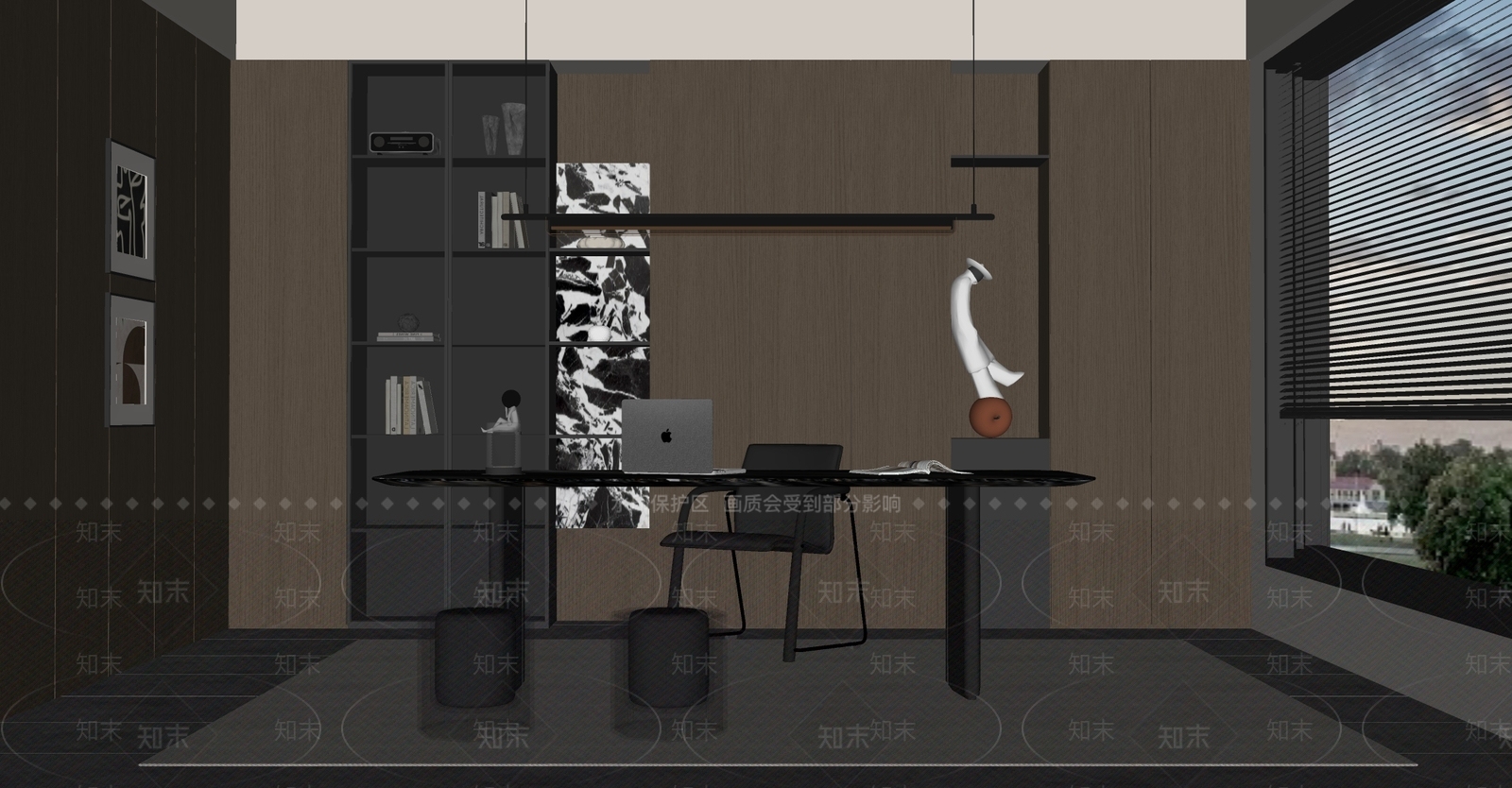 现代书房SU模型下载【ID:1198277689】