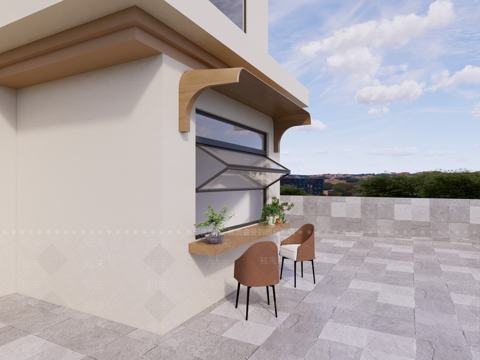 现代别墅阳台SU模型下载【ID:1198278022】