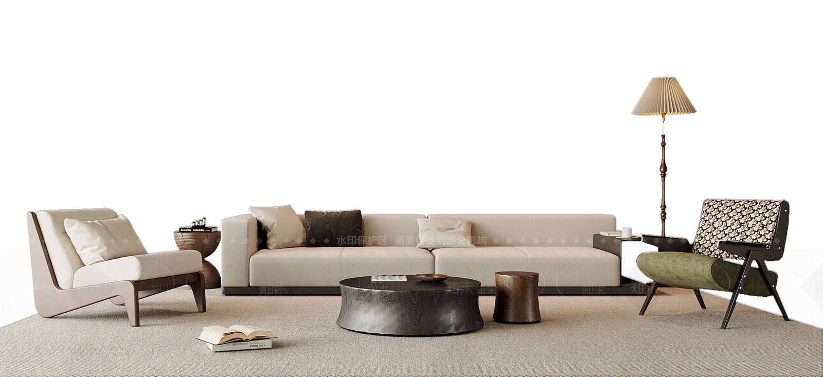 现代中古沙发组合SU模型下载【ID:1198278281】