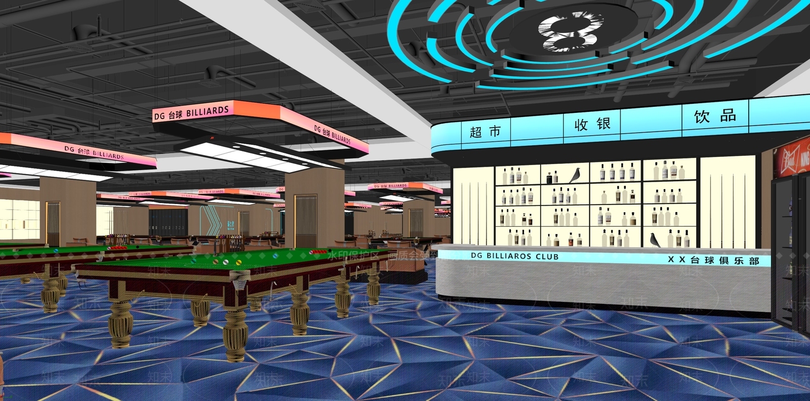 现代台球室SU模型下载【ID:1198280456】