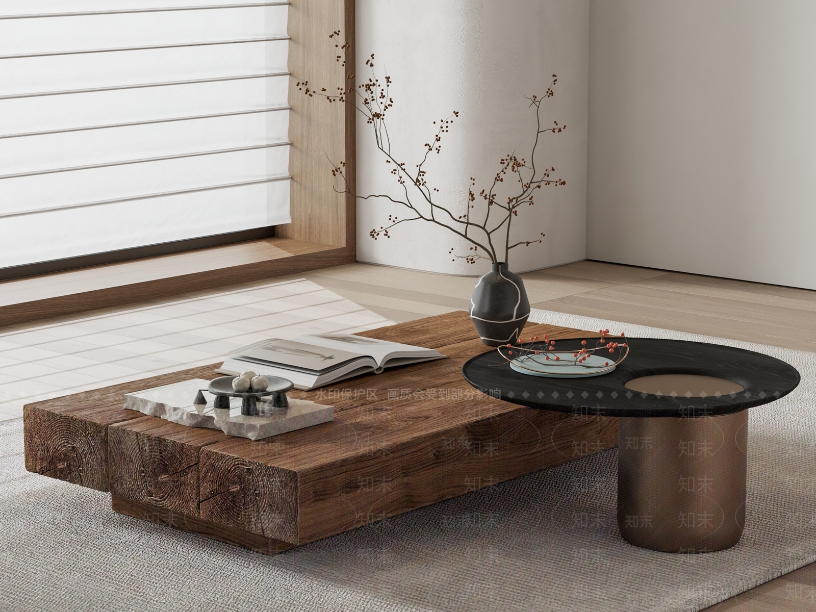 新中式中古茶几3D模型下载【ID:1198281136】