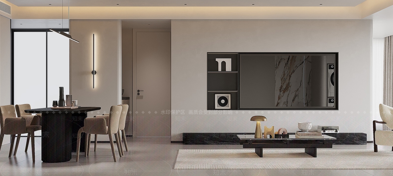奶油简约客餐厅3D模型下载【ID:1198281937】