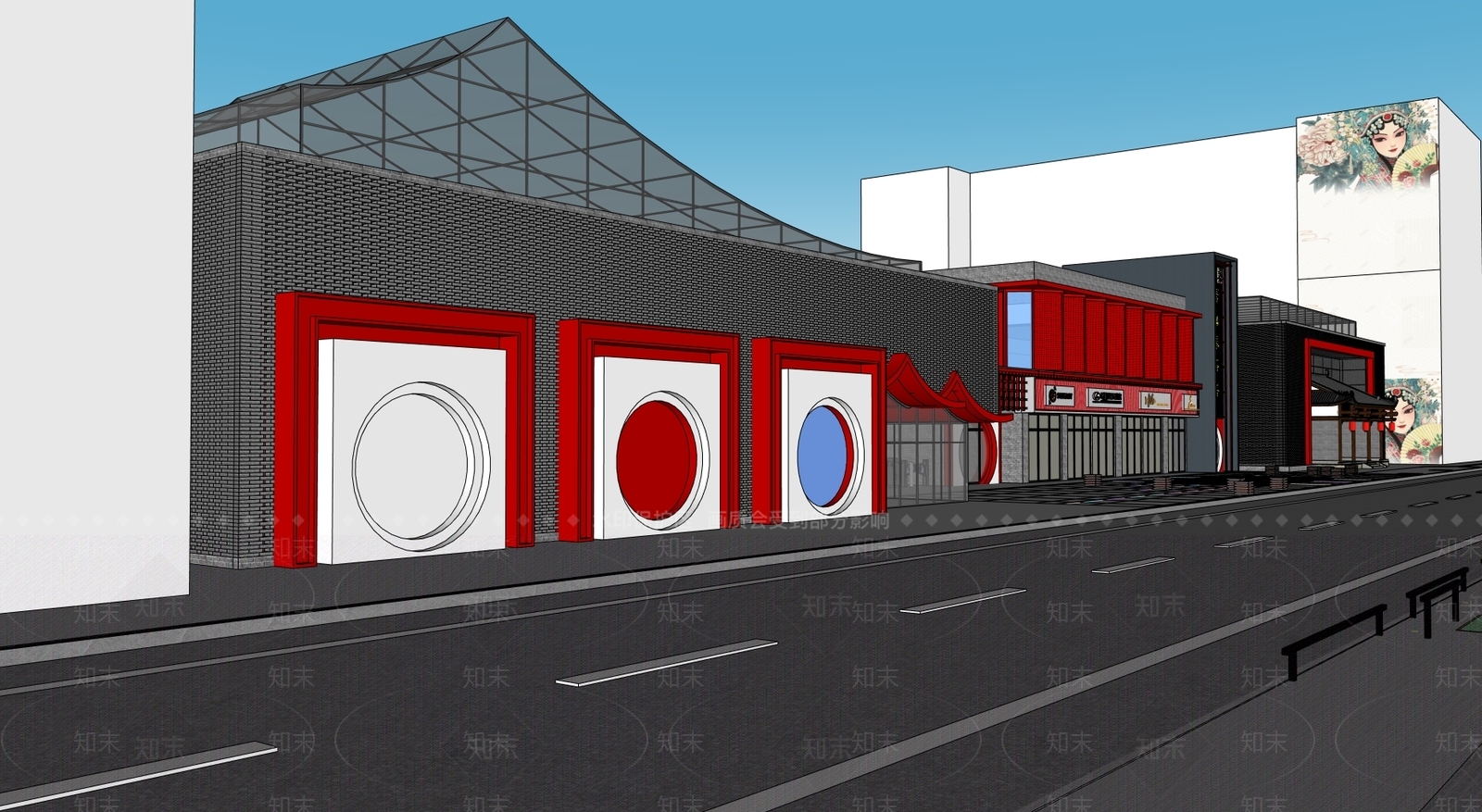 现代新中式风格建筑SU模型下载【ID:1198283588】