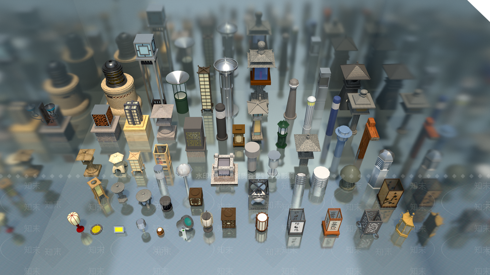 现代中式草坪灯SU模型下载【ID:1198292116】