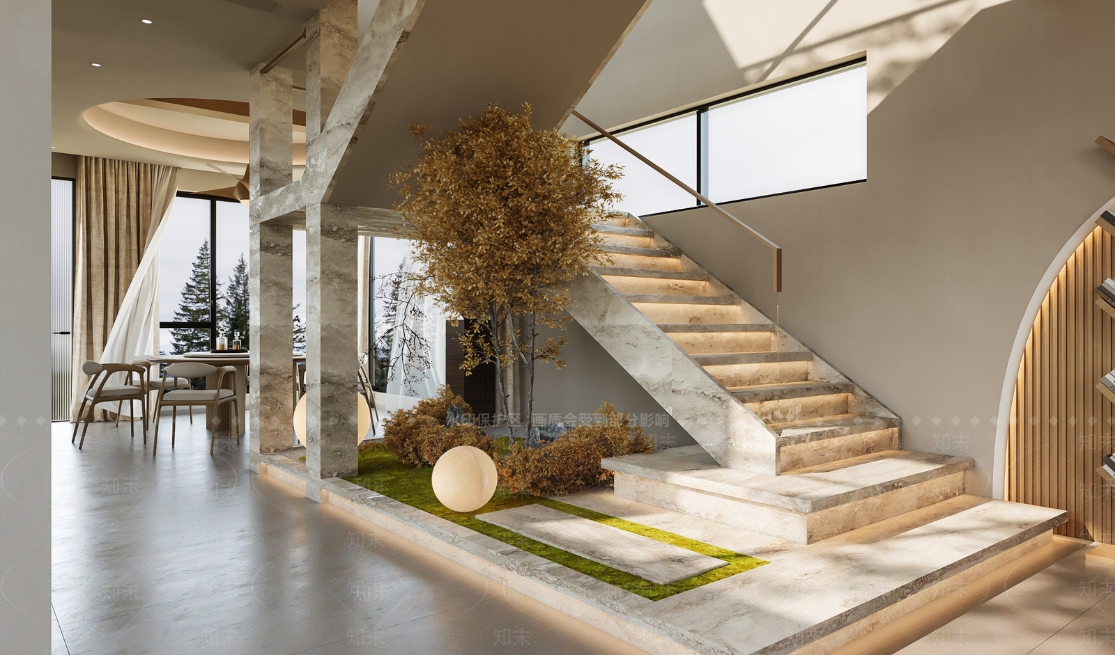 现代楼梯间3D模型下载【ID:1198293676】